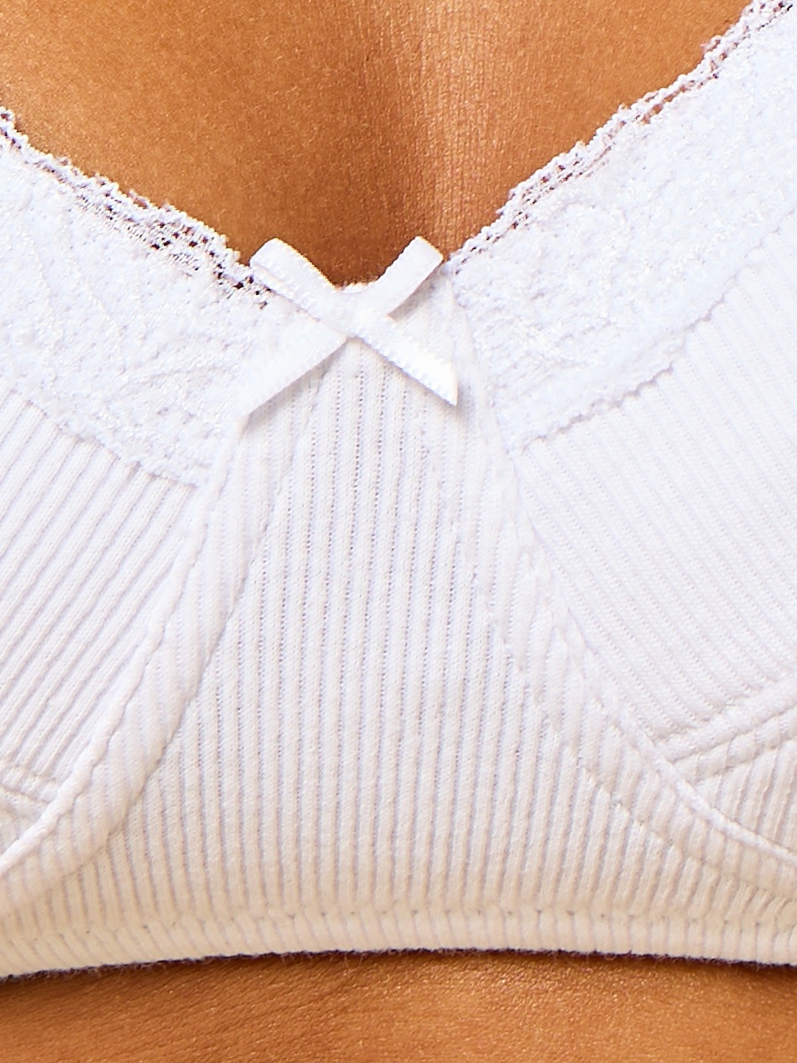 Pack of 2 - Ribbed Lace Trim Non-Padded Bra