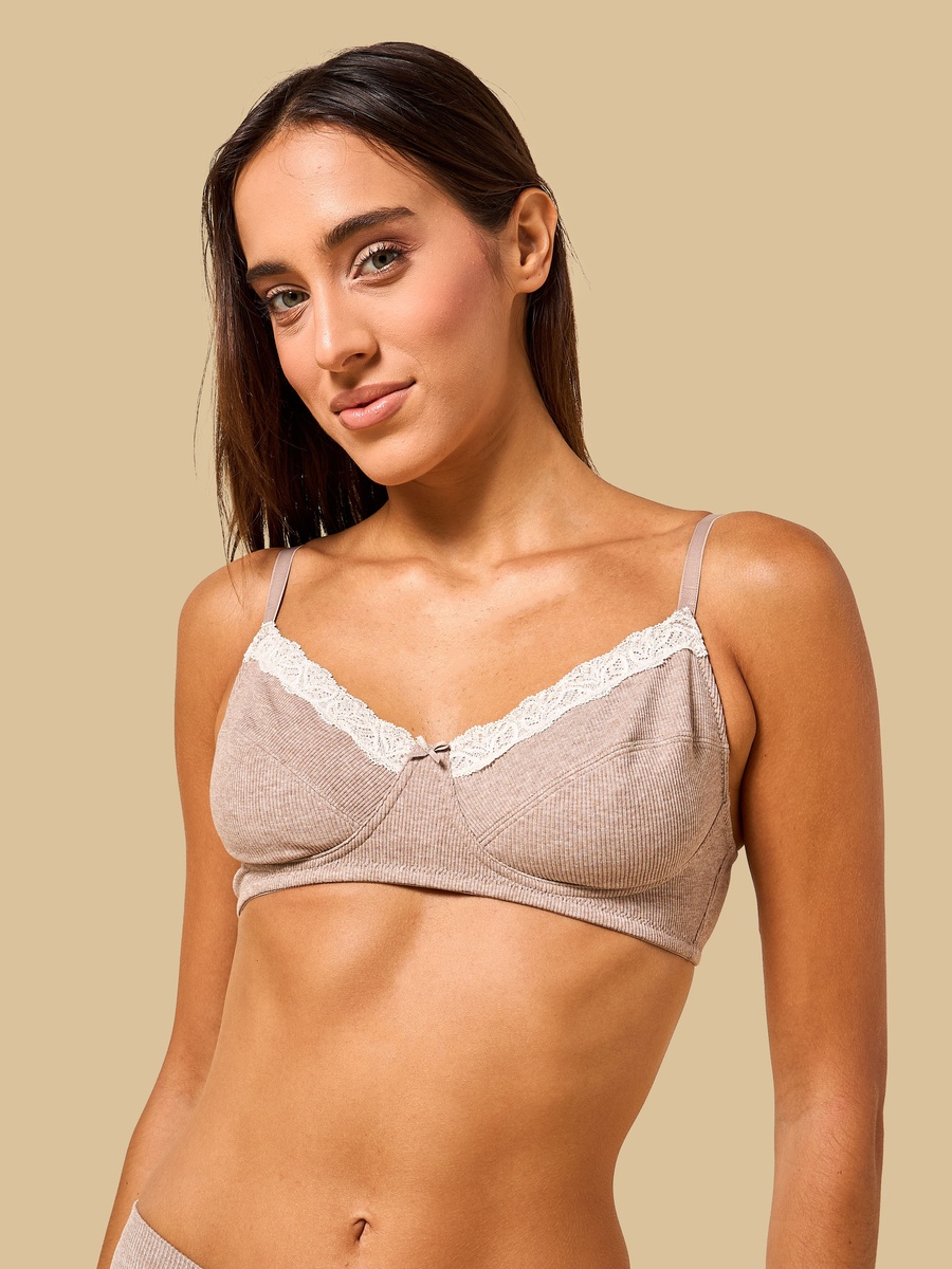 Pack of 2 - Lace Trim Non-Padded Non-Wired Bra
