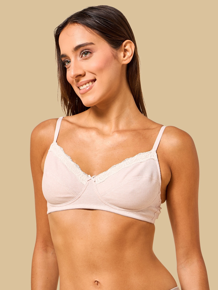 Pack of 2 - Lace Trim Non-Padded Non-Wired Bra