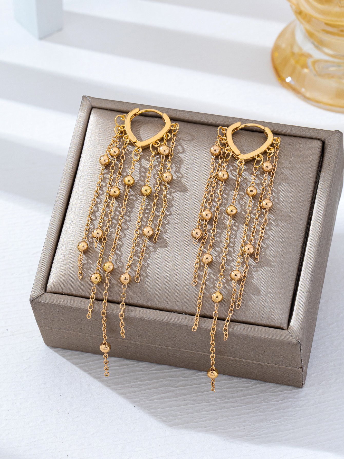 Golden Tassel Dangle Earrings for Women - Casual  Style