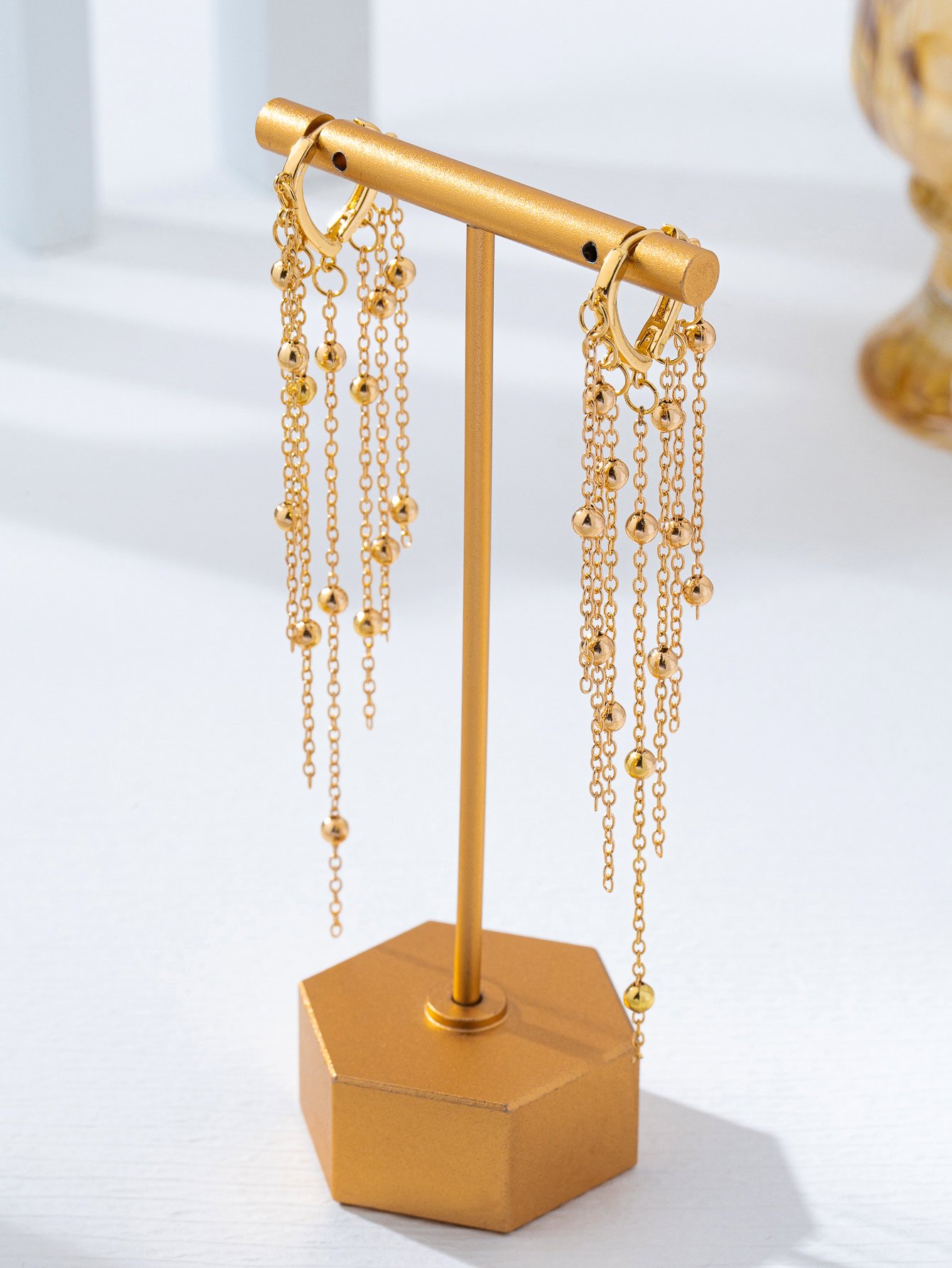 Golden Tassel Dangle Earrings for Women - Casual  Style