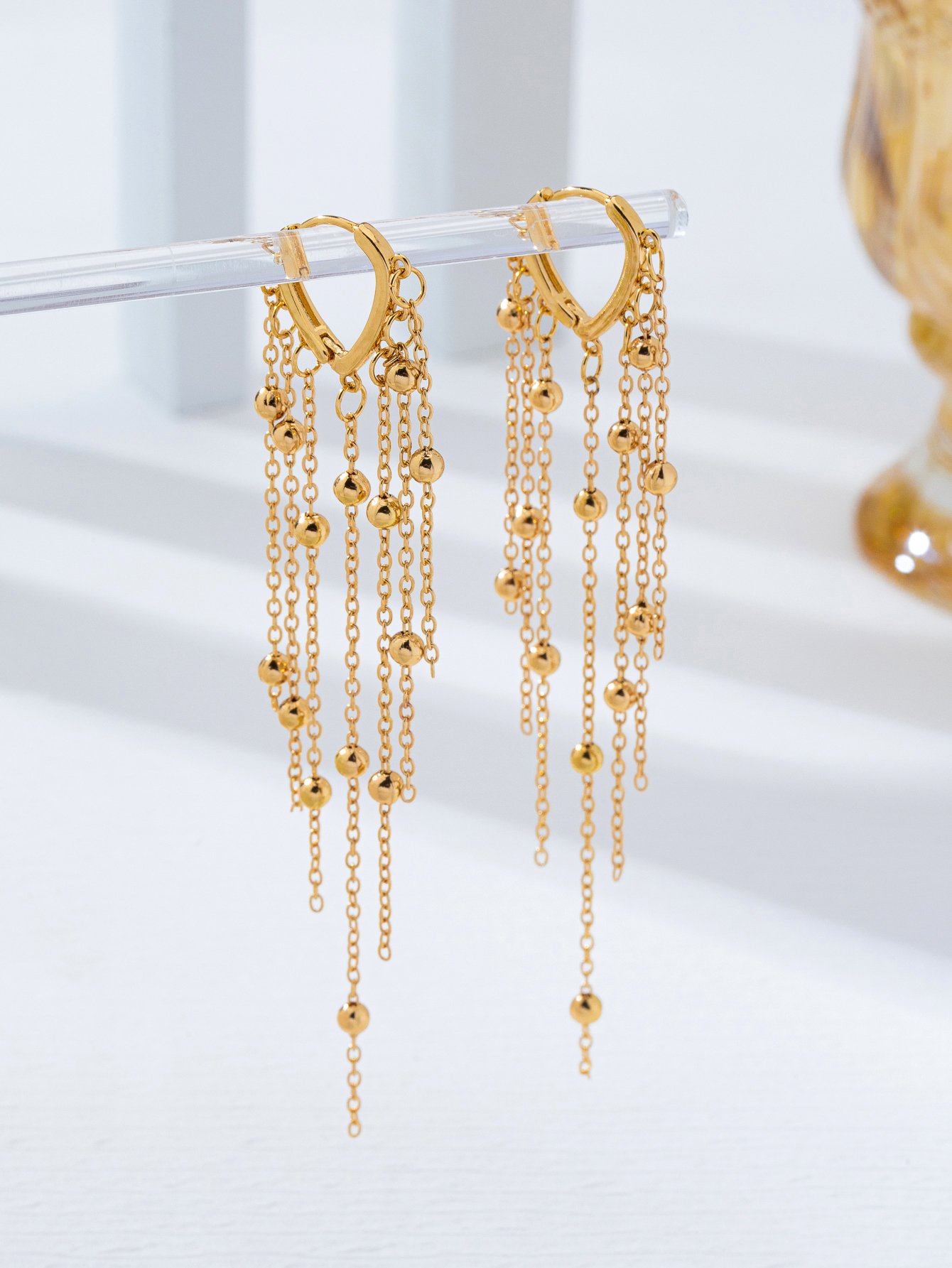 Golden Tassel Dangle Earrings for Women - Casual  Style