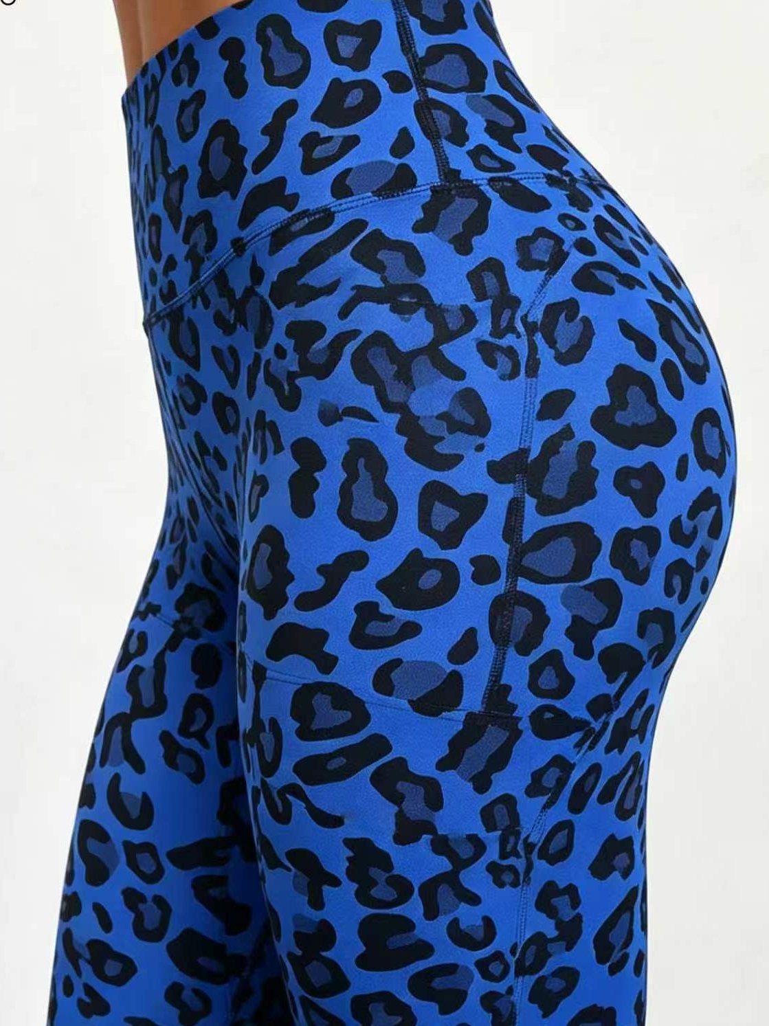 Blue Leopard Print High-Waist Legging