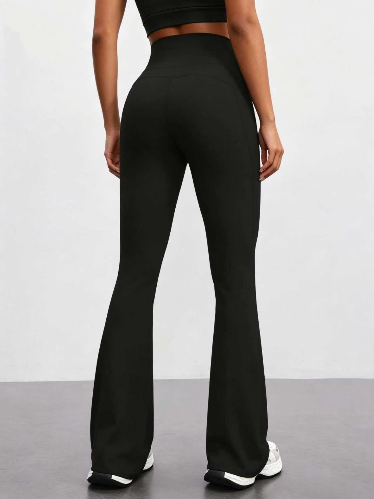 Black High-Waist Flare Yoga Leggings