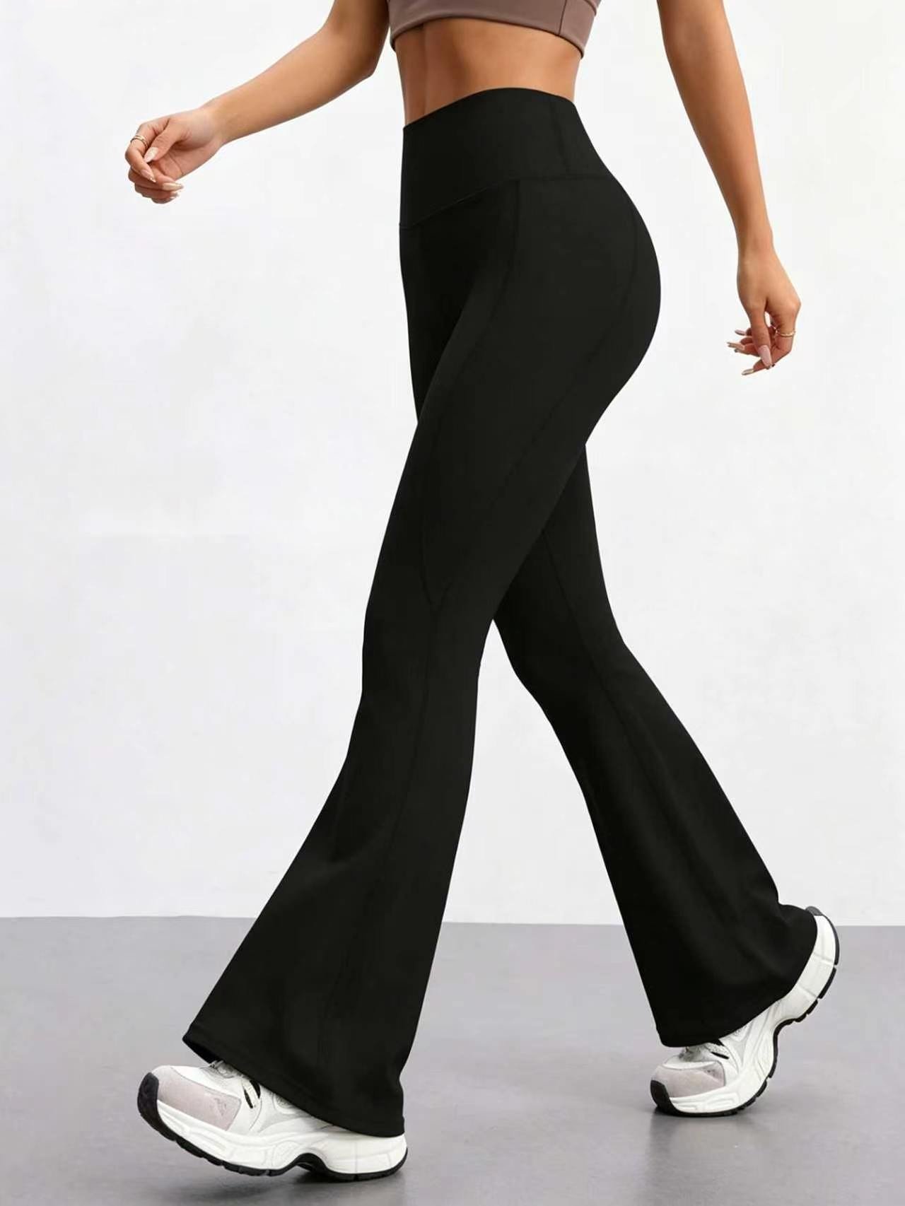 Black High-Waist Flare Yoga Leggings