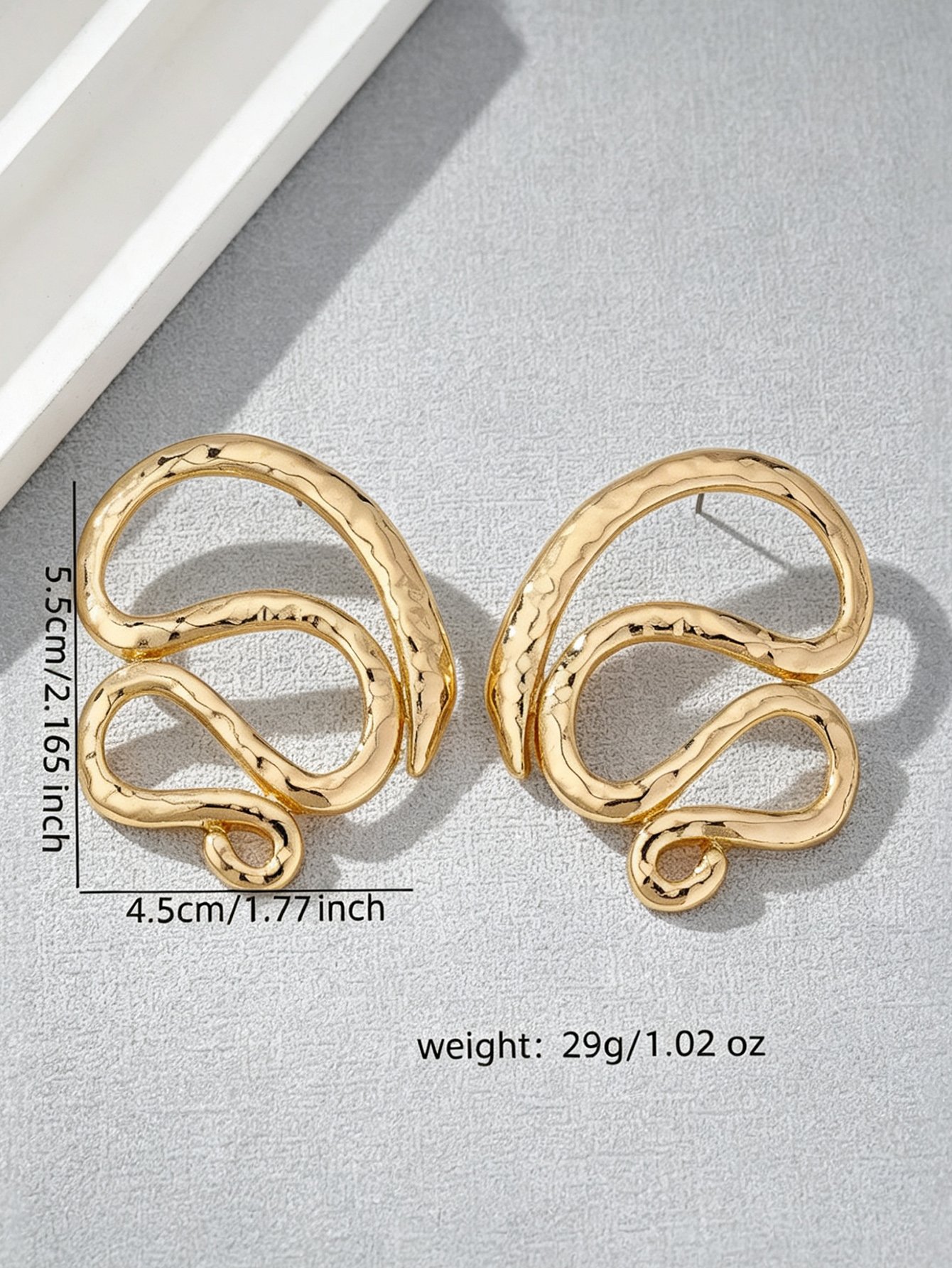 Gold Tone Wavy Statement Earrings for Women - Casual  Style