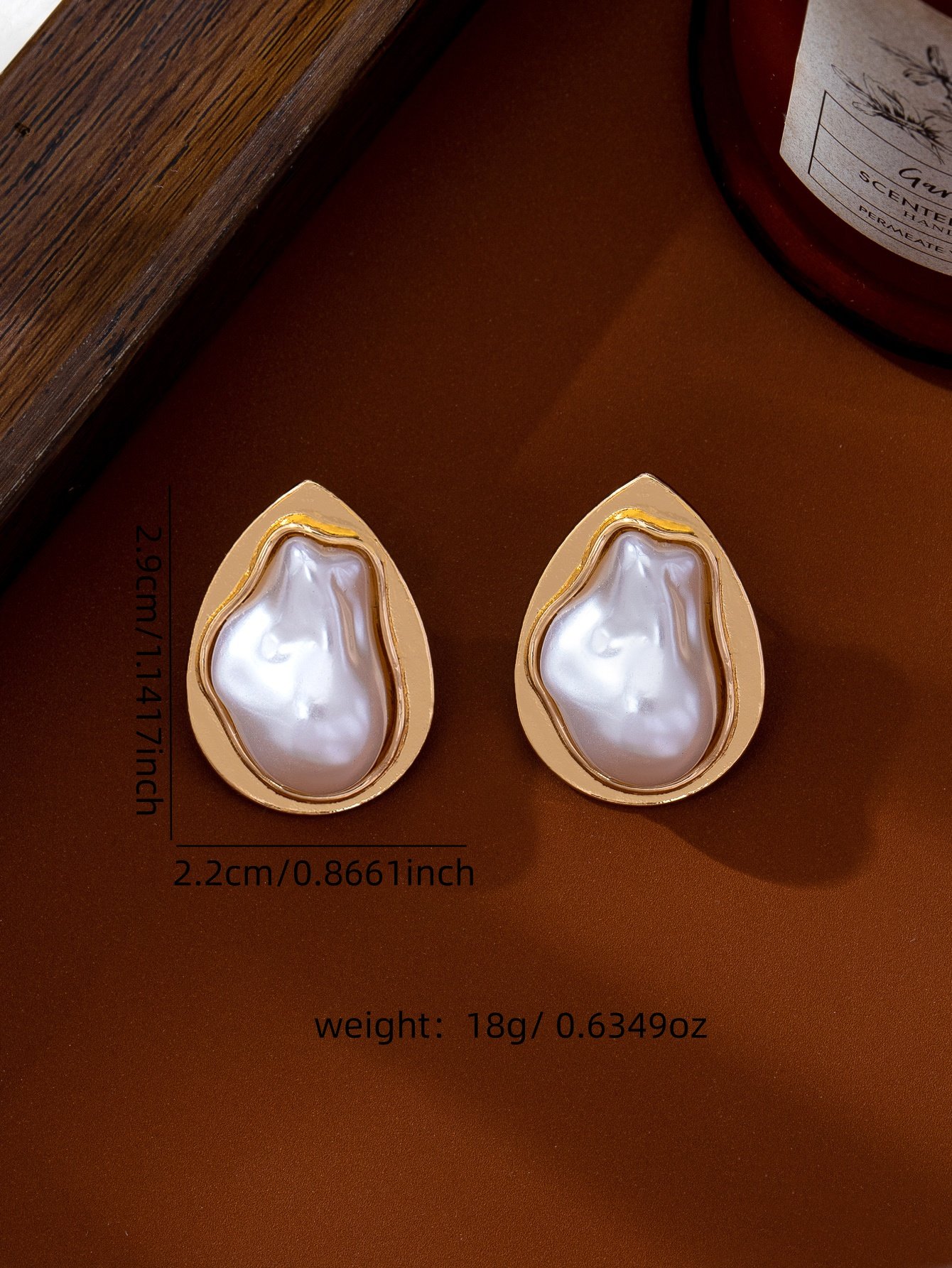 Gold Teardrop Baroque Pearl Stud Earrings for Women - Casual 