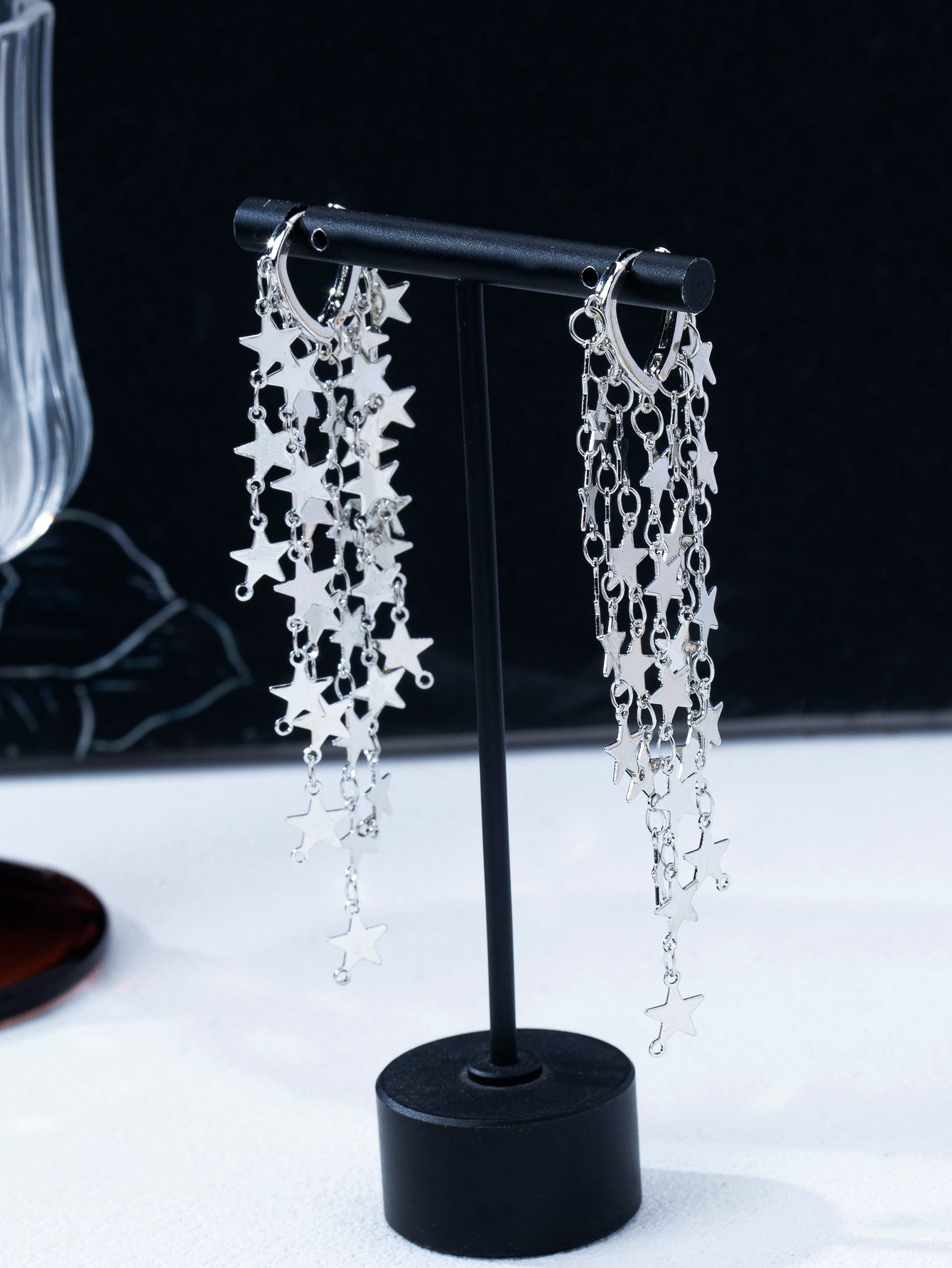 Star Dangle Hoop Earrings for Women - Casual Western Style
