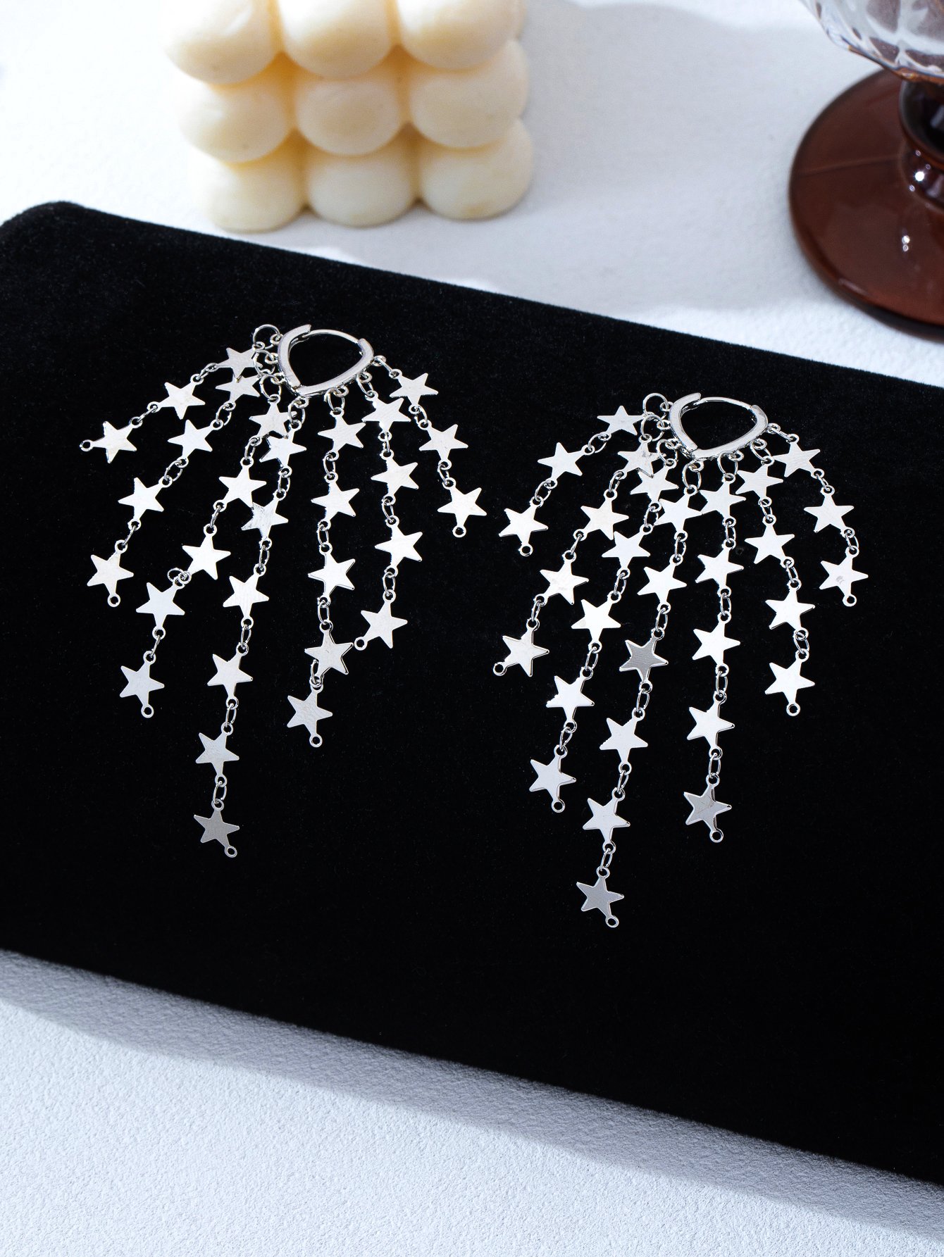 Star Dangle Hoop Earrings for Women - Casual Western Style
