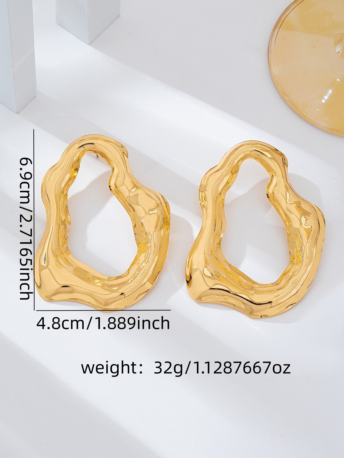 Gold Irregular Hoop Earrings for Women - Casual Statement Jewelry
