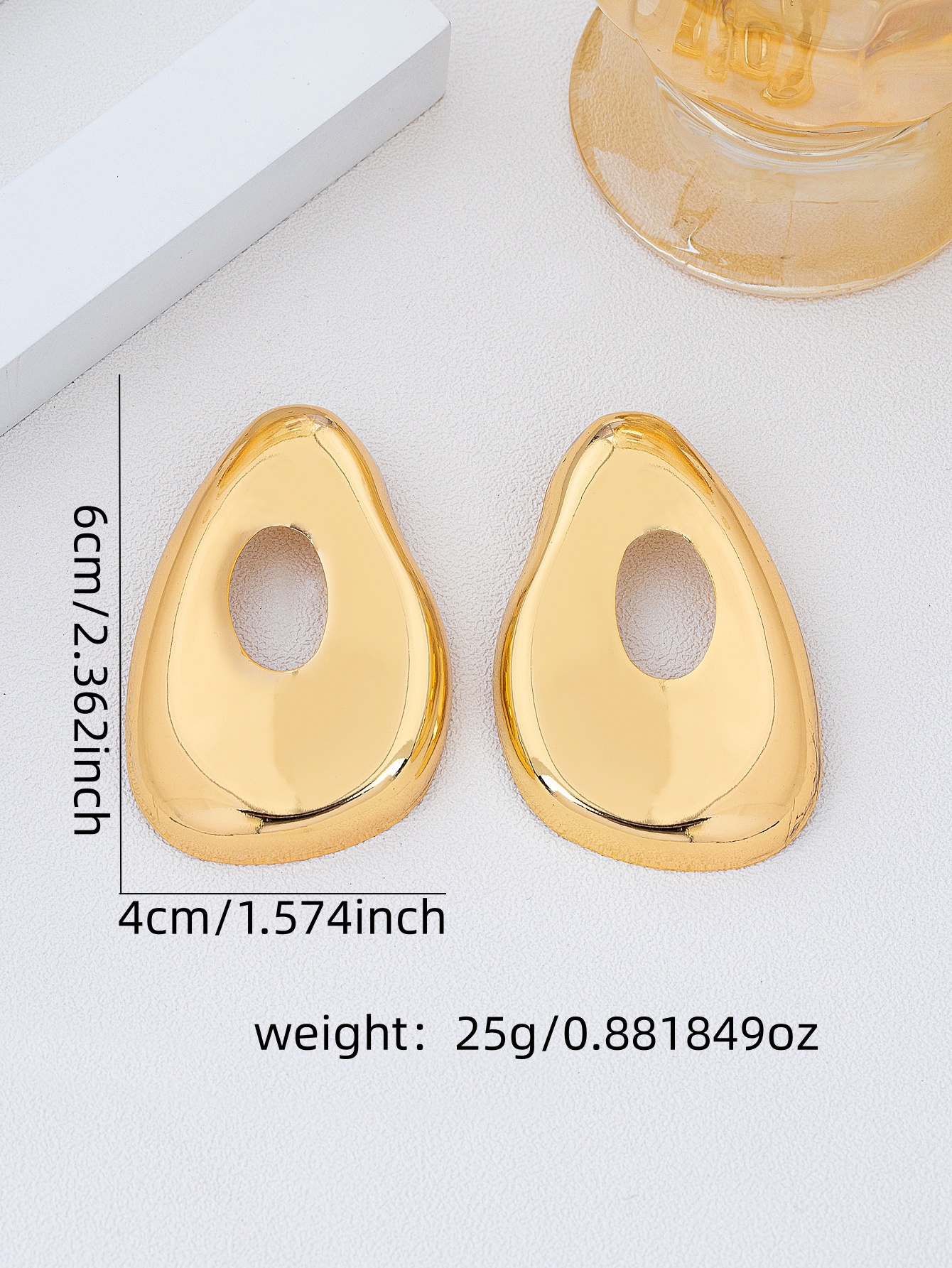 Gold Irregular Geometric Stud Earrings for Women - Casual 