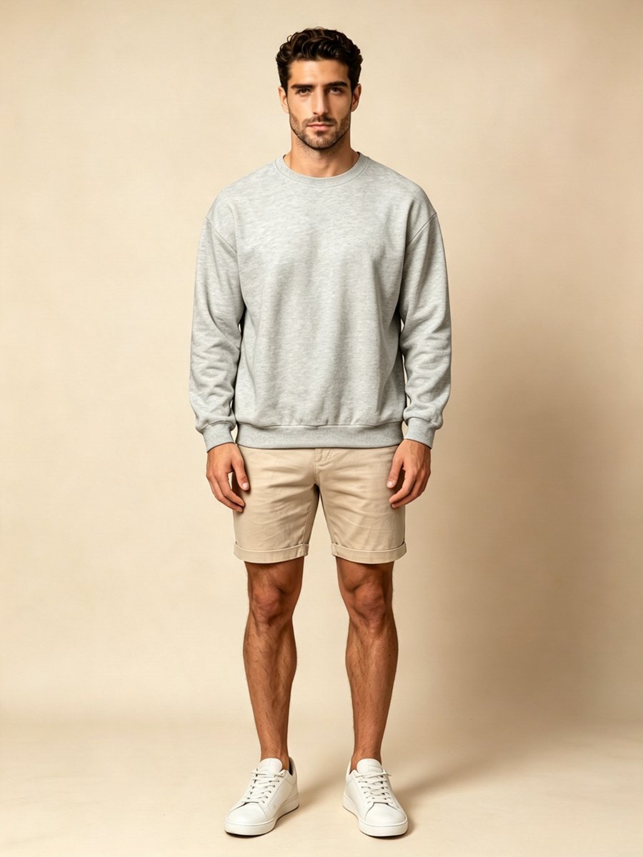 Grey Plain Pullover Sweatshirt