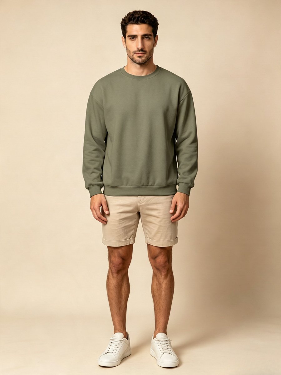 Plain Green Pullover Sweatshirt