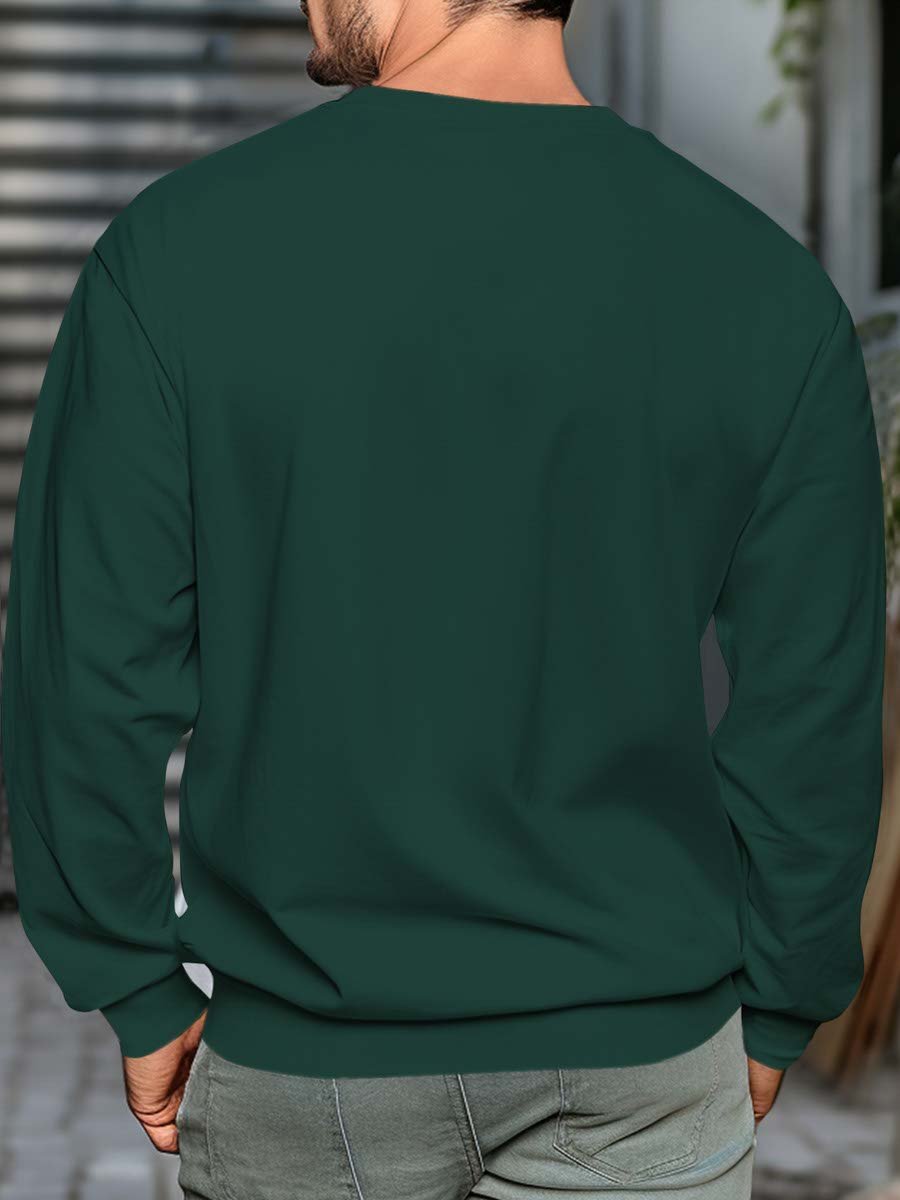 Forest Green Plain Pullover Sweatshirt