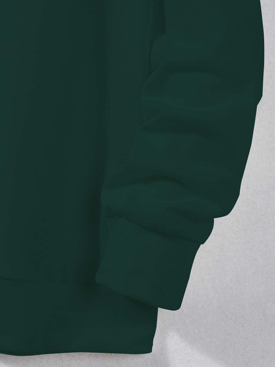 Forest Green Plain Pullover Sweatshirt