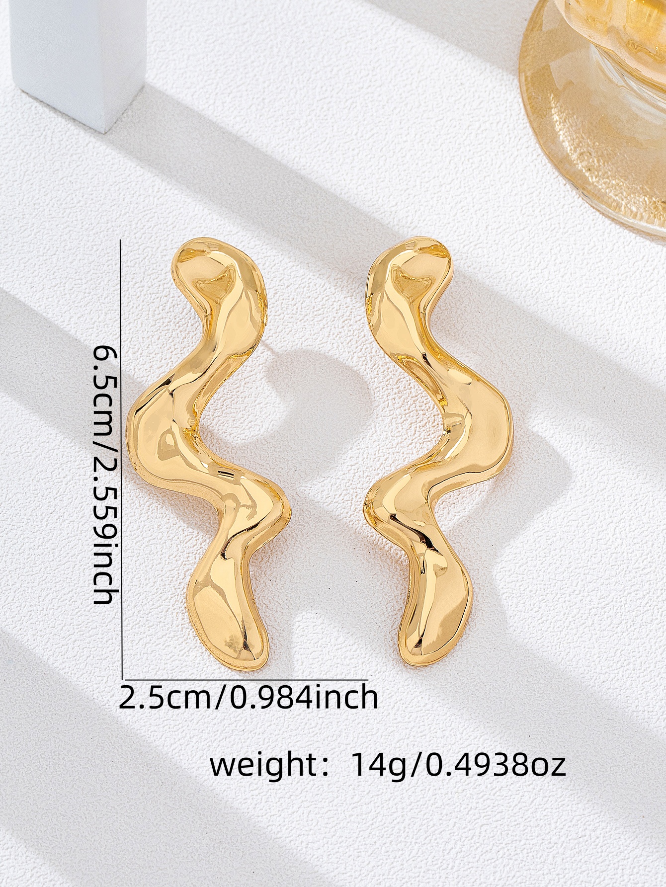 Gold Irregular Wavy Drop Earrings for Women - Casual and 