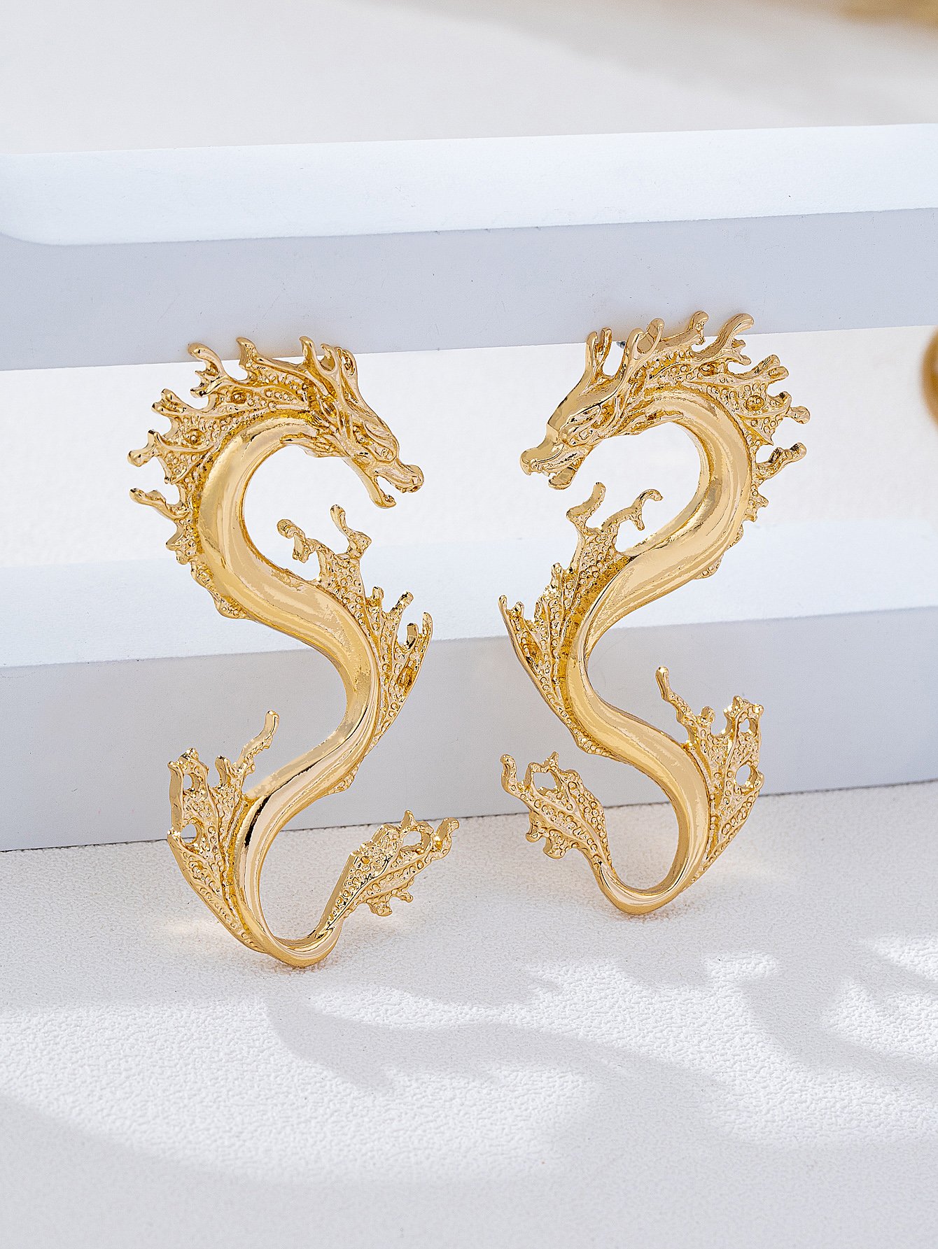Gold Dragon Statement Earrings for Women - Casual and 
