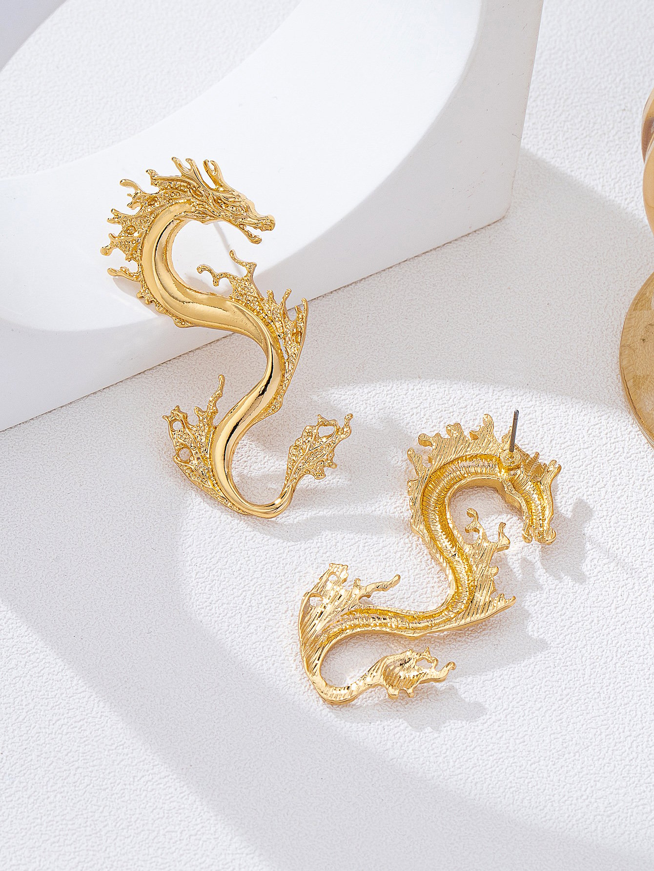 Gold Dragon Statement Earrings for Women - Casual and 