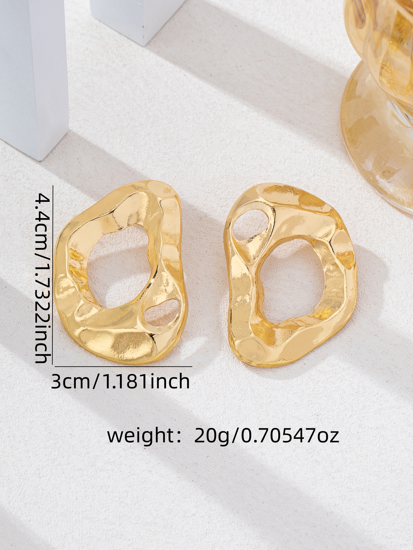 Geometric Irregular Gold Stud Earrings for Women - Casual  Style