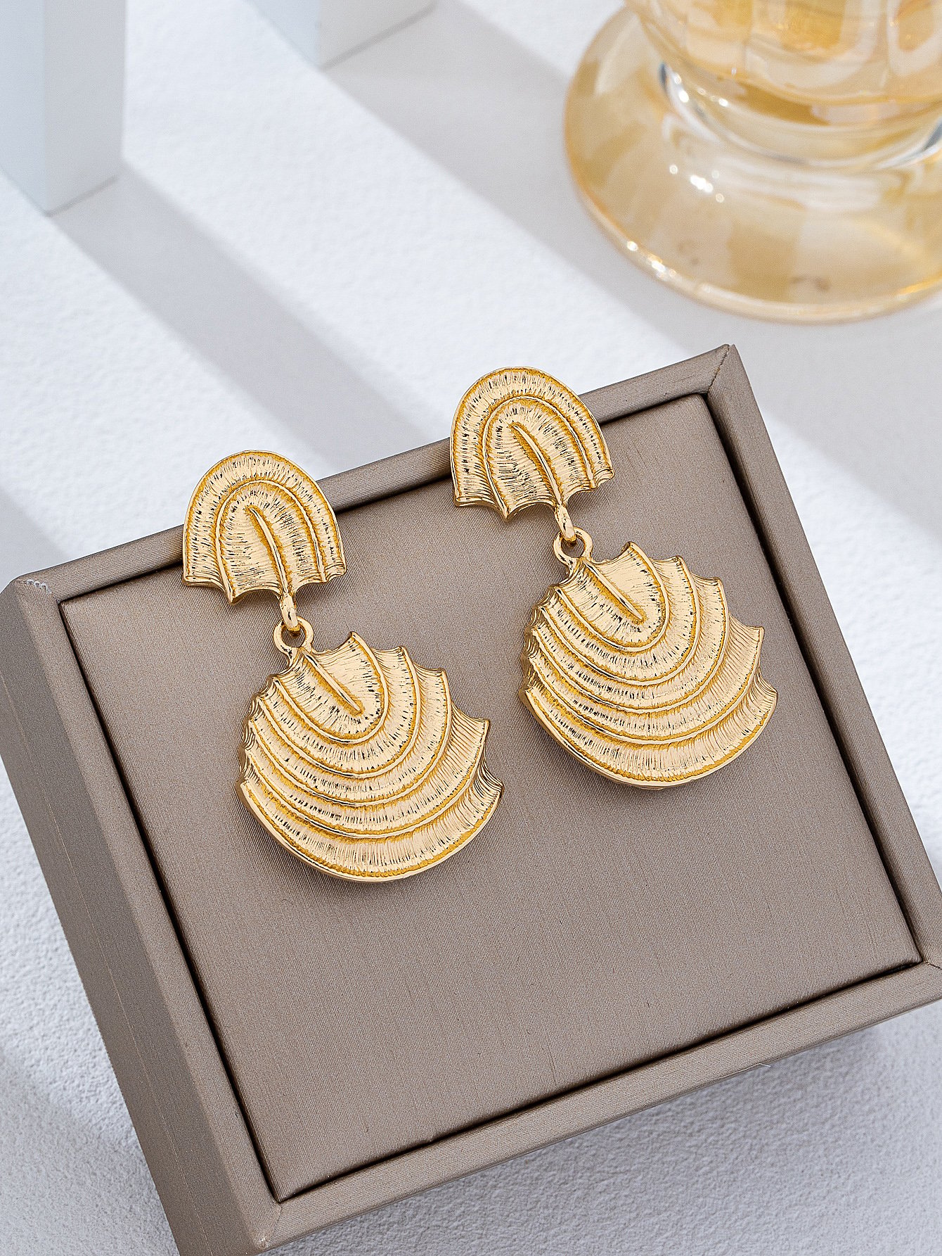 Geometric Gold Drop Earrings for Casual Wear