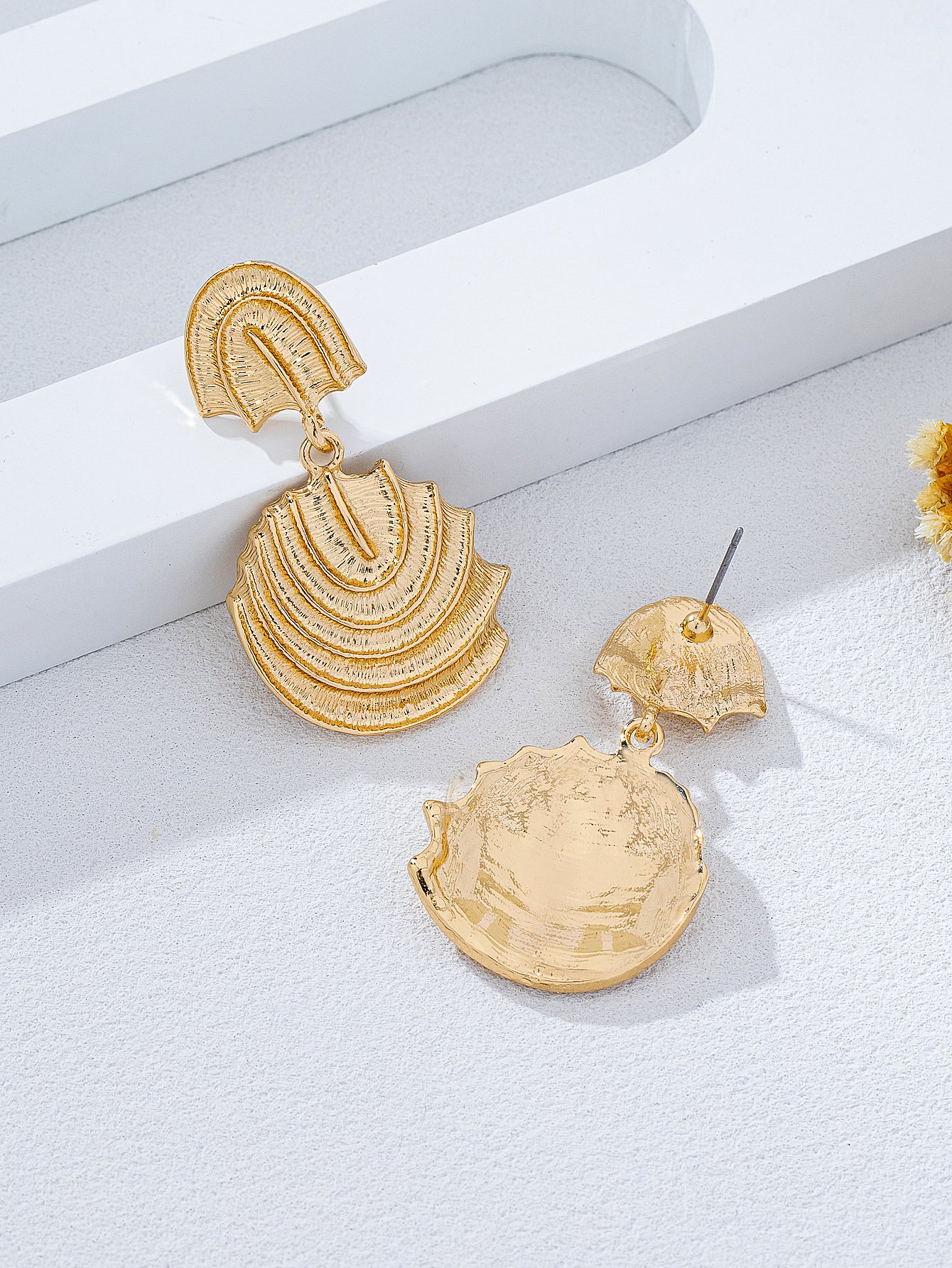 Geometric Gold Drop Earrings for Casual Wear