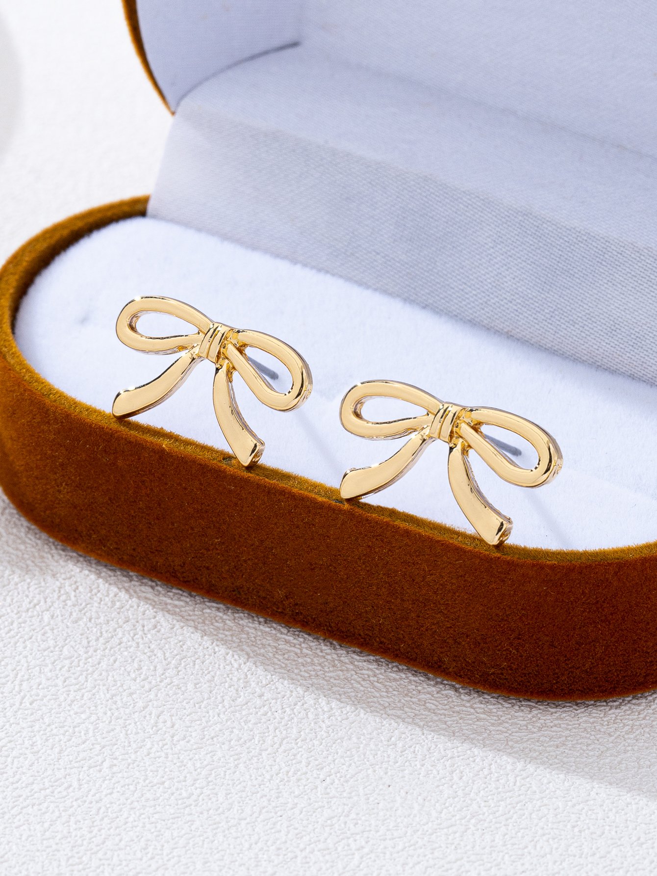 Gold Bow Stud Earrings for Women - Casual  Jewelry