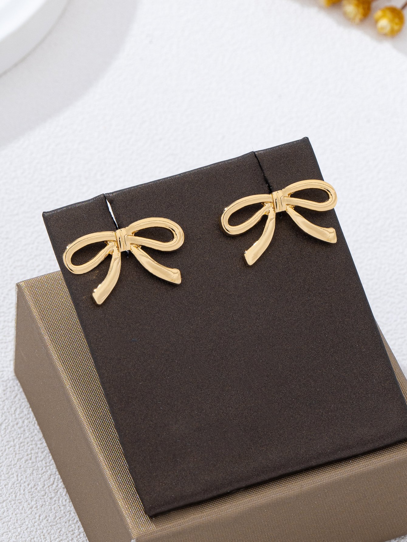 Gold Bow Stud Earrings for Women - Casual  Jewelry