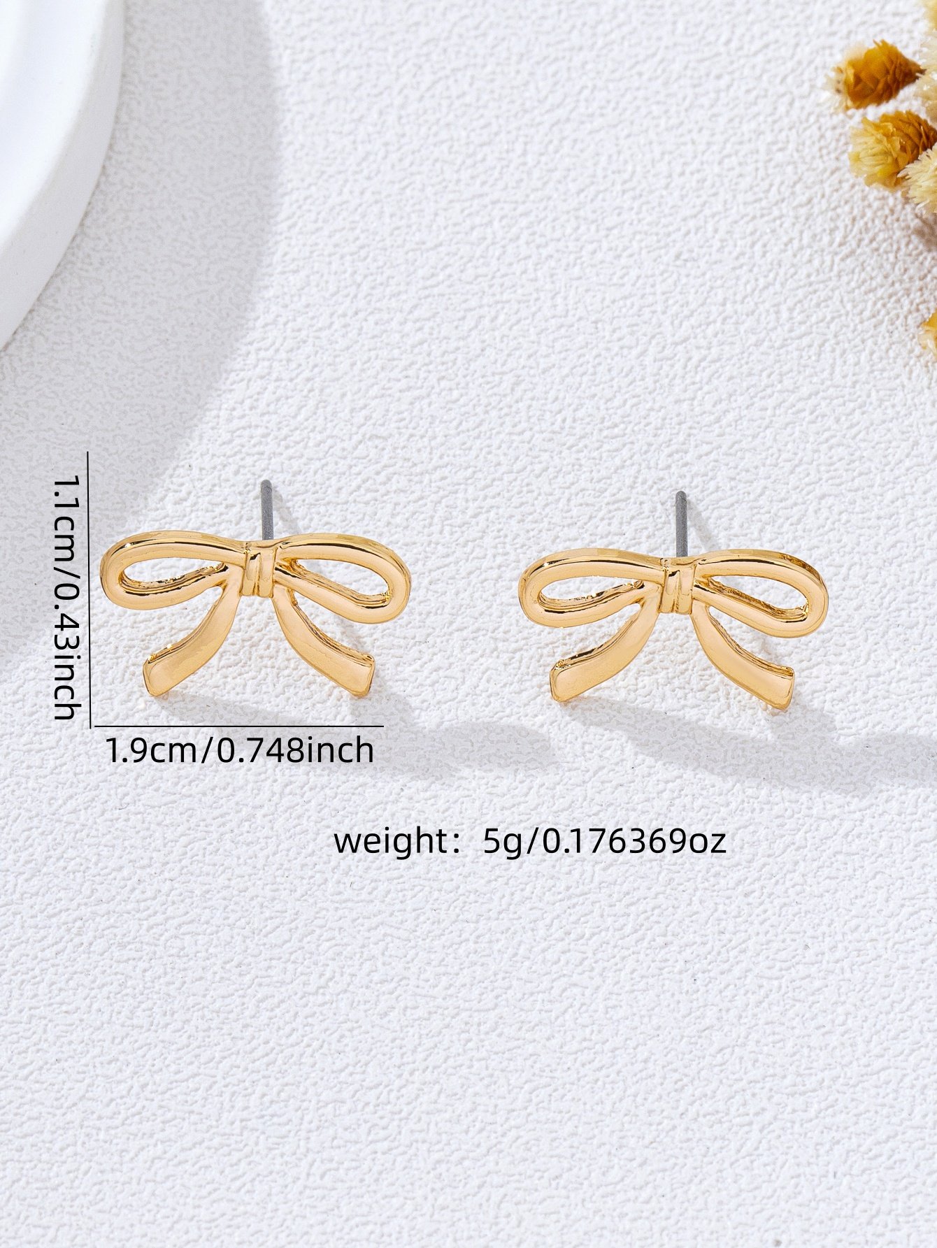 Gold Bow Stud Earrings for Women - Casual  Jewelry