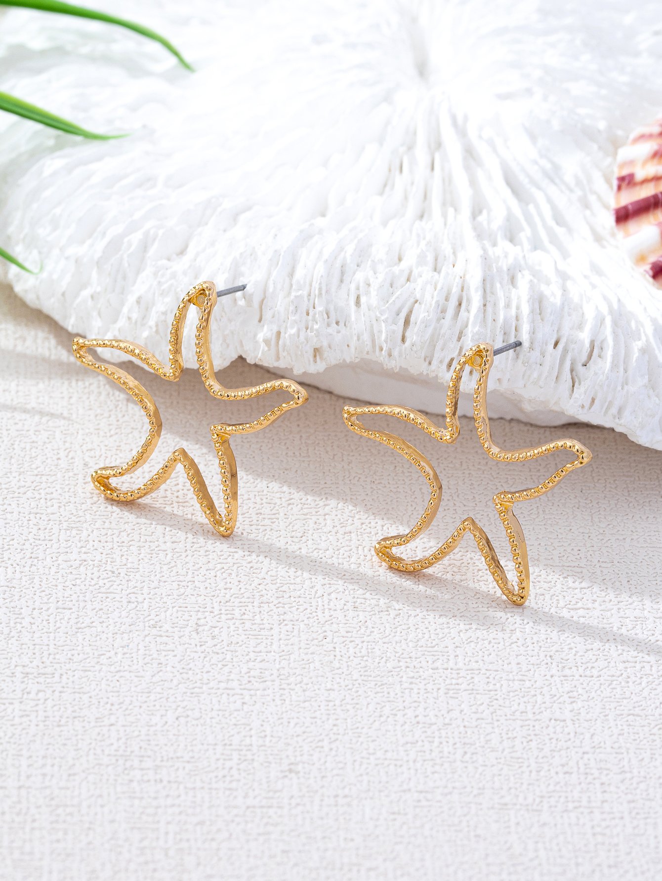 Gold Starfish Stud Earrings - Casual  for Her