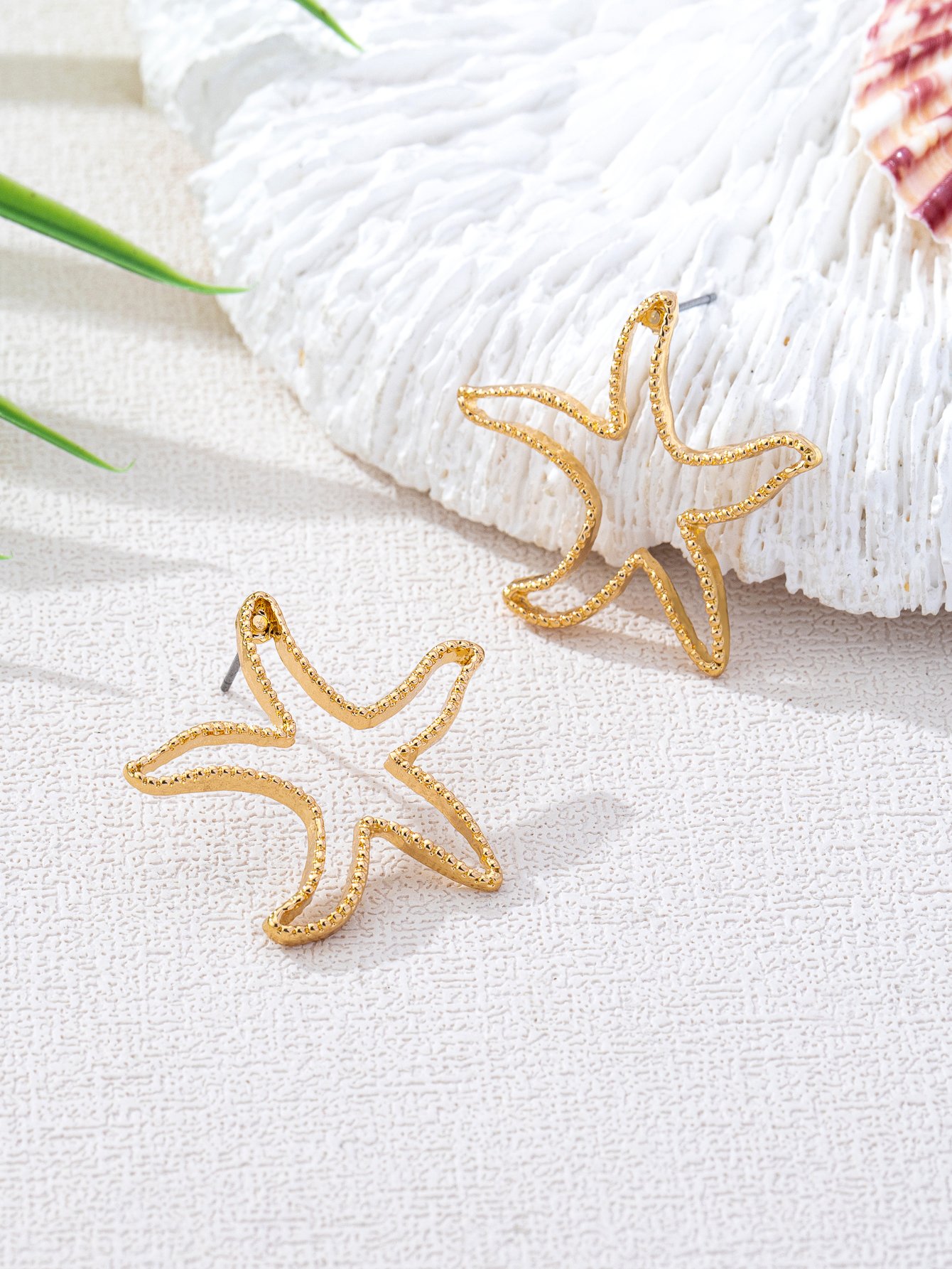 Gold Starfish Stud Earrings - Casual  for Her