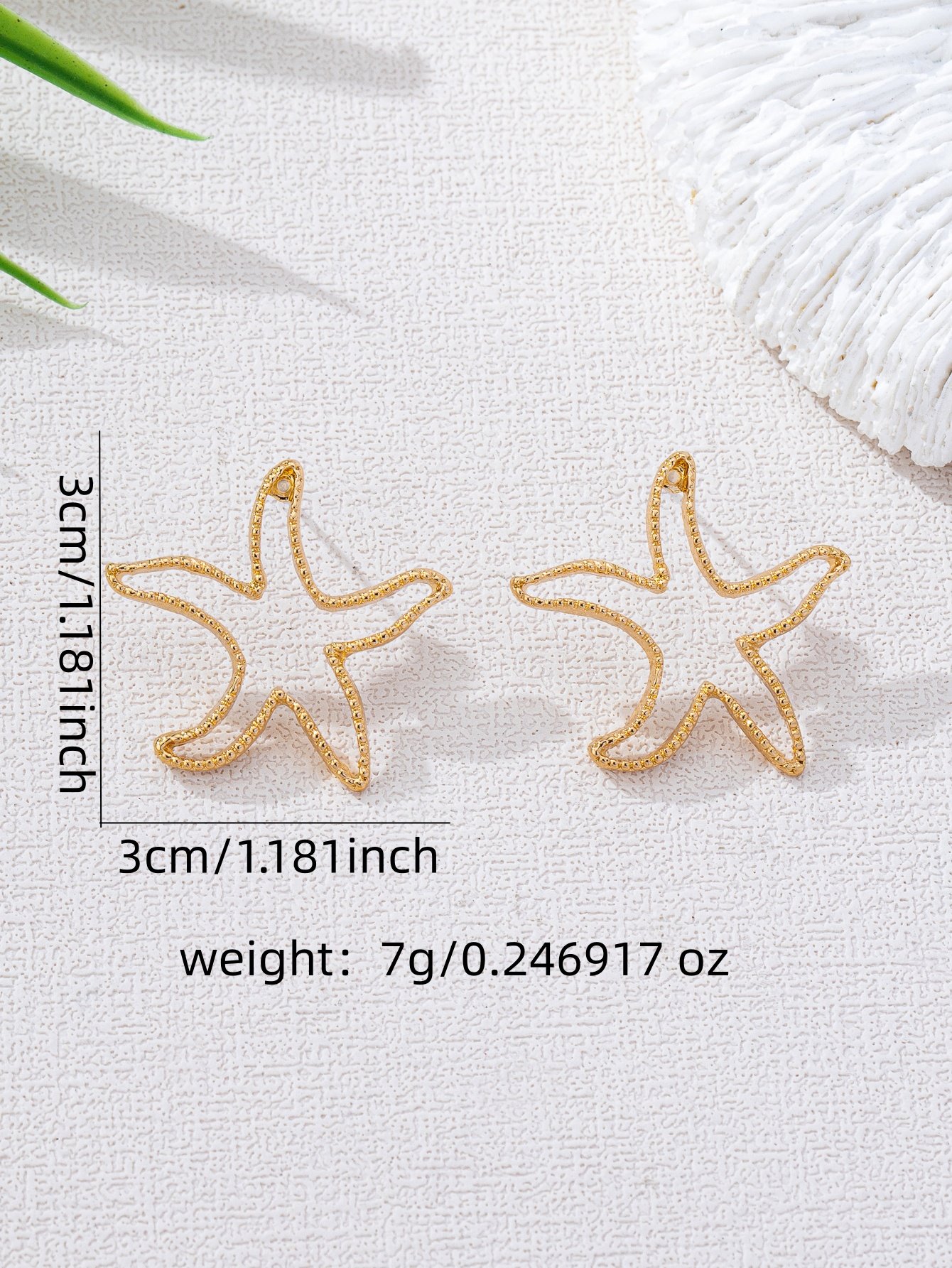 Gold Starfish Stud Earrings - Casual  for Her