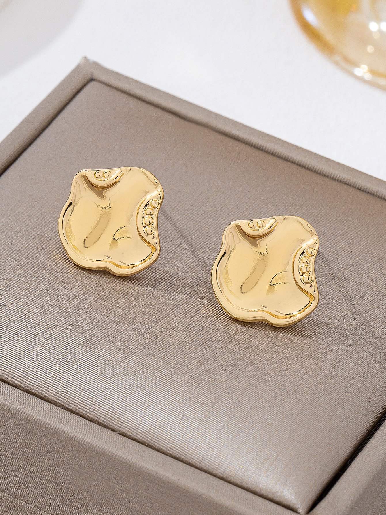 Gold Irregular Stud Earrings for Women - Casual  Style
