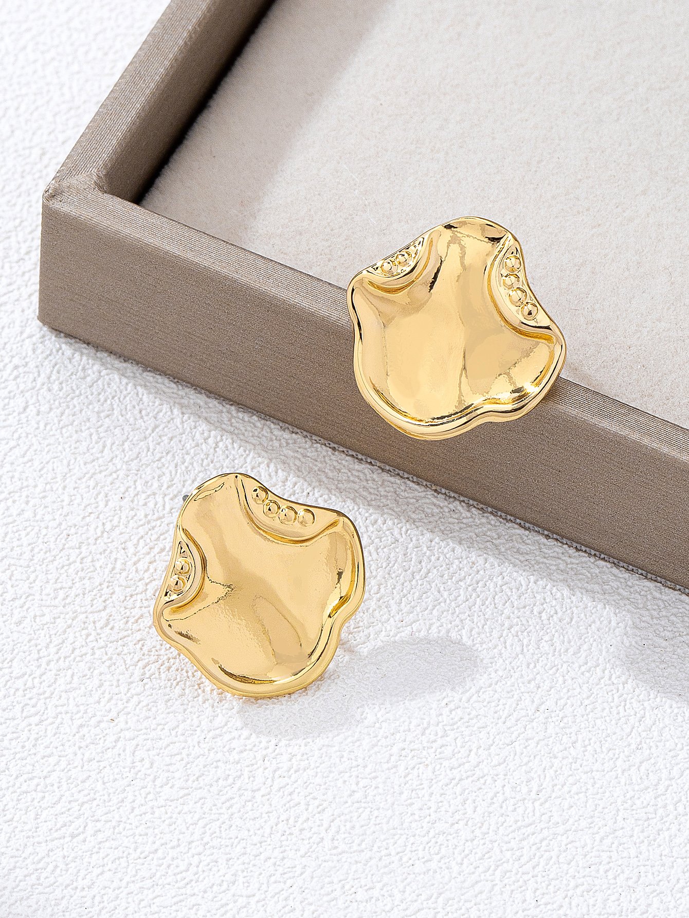 Gold Irregular Stud Earrings for Women - Casual  Style