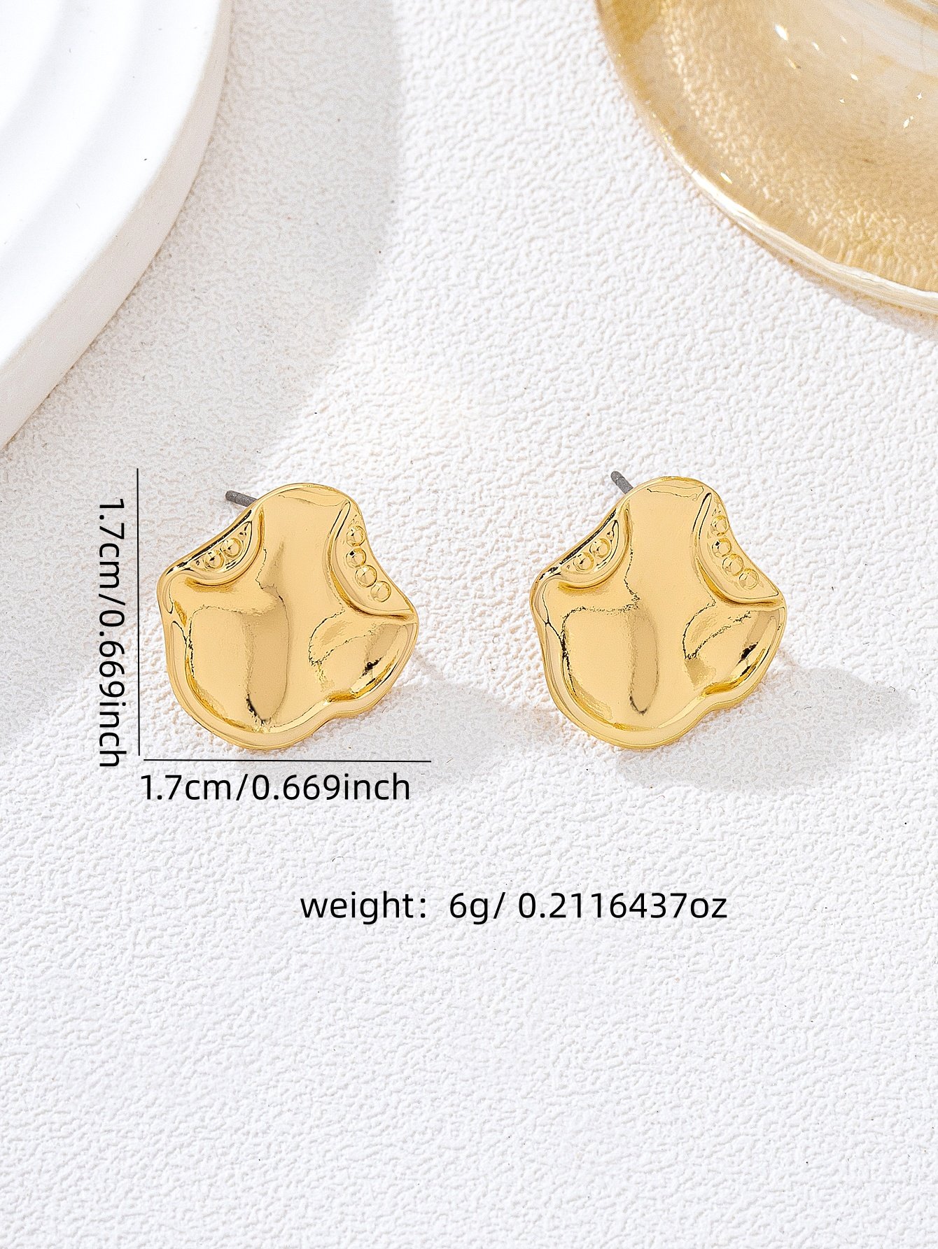 Gold Irregular Stud Earrings for Women - Casual  Style