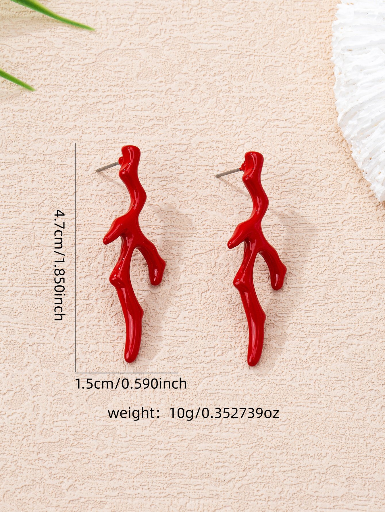Gold-Plated Coral Branch Stud Earrings for Women - Casual 