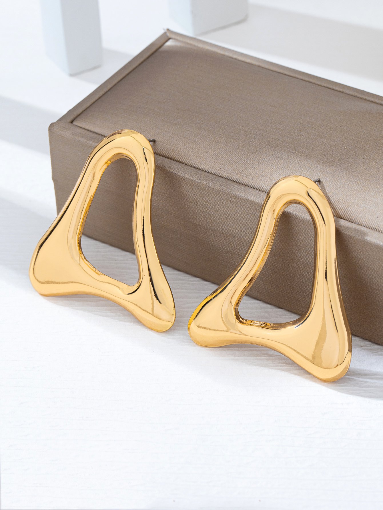 Gold Geometric Irregular Stud Earrings for Women - Casual 