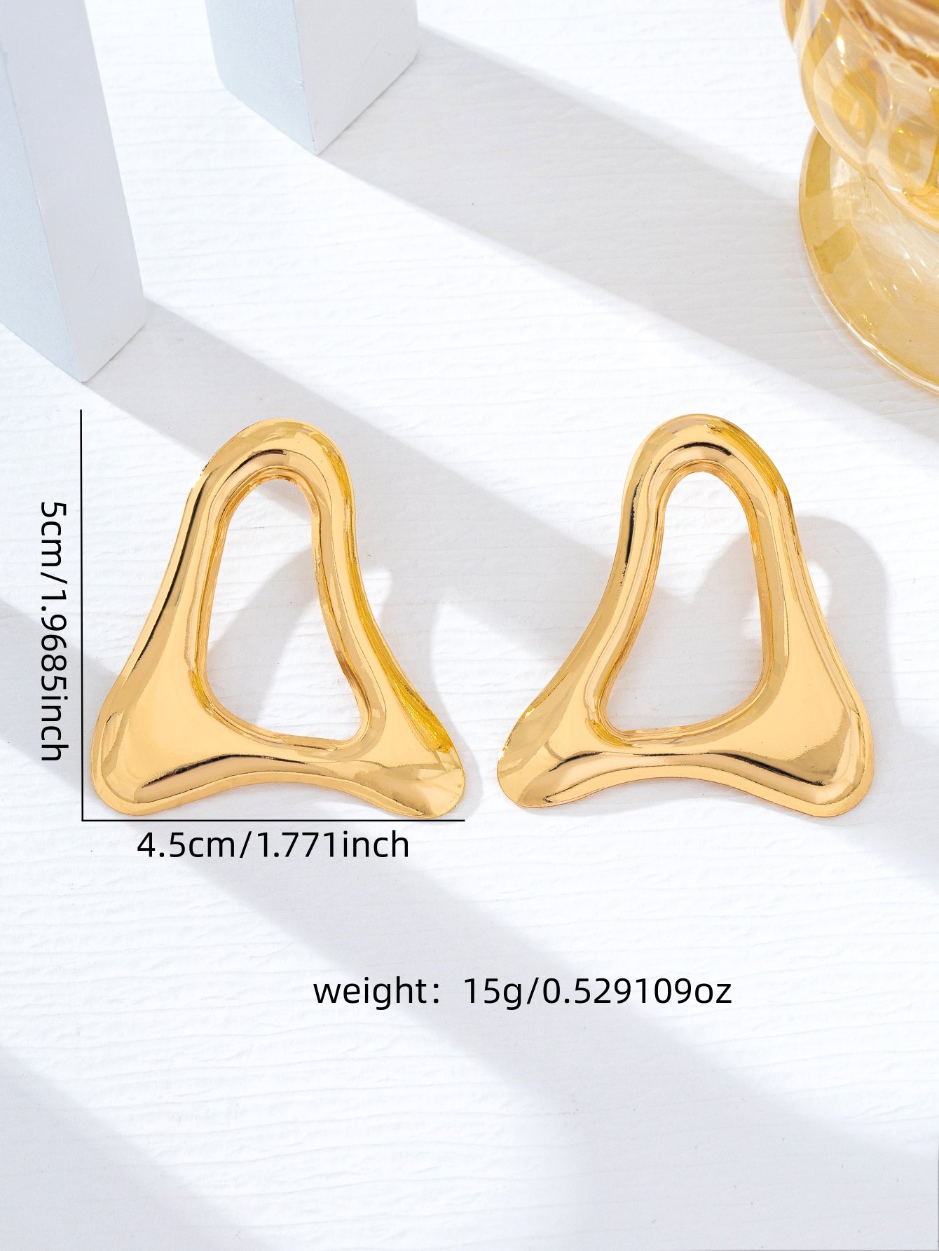 Gold Geometric Irregular Stud Earrings for Women - Casual 
