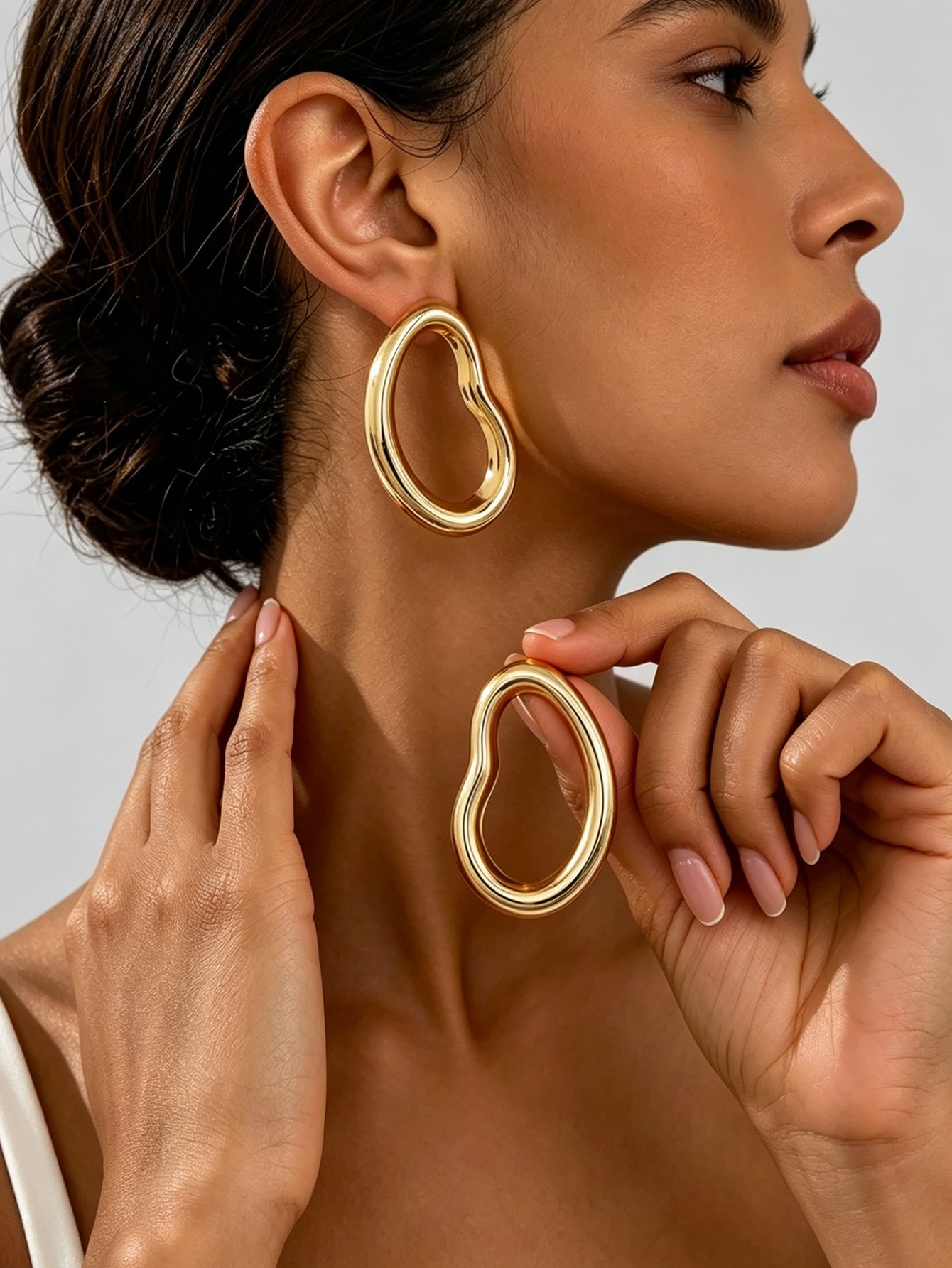 Gold Irregular Hoop Earrings for Women - Casual Everyday Style