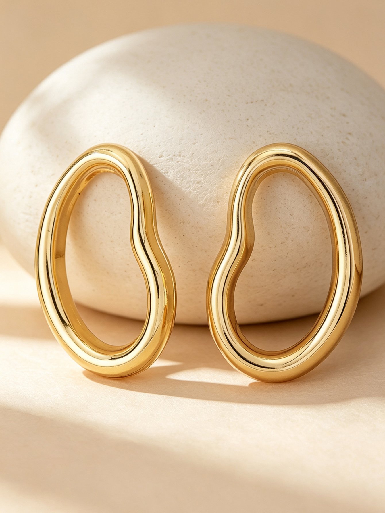 Gold Irregular Hoop Earrings for Women - Casual Everyday Style