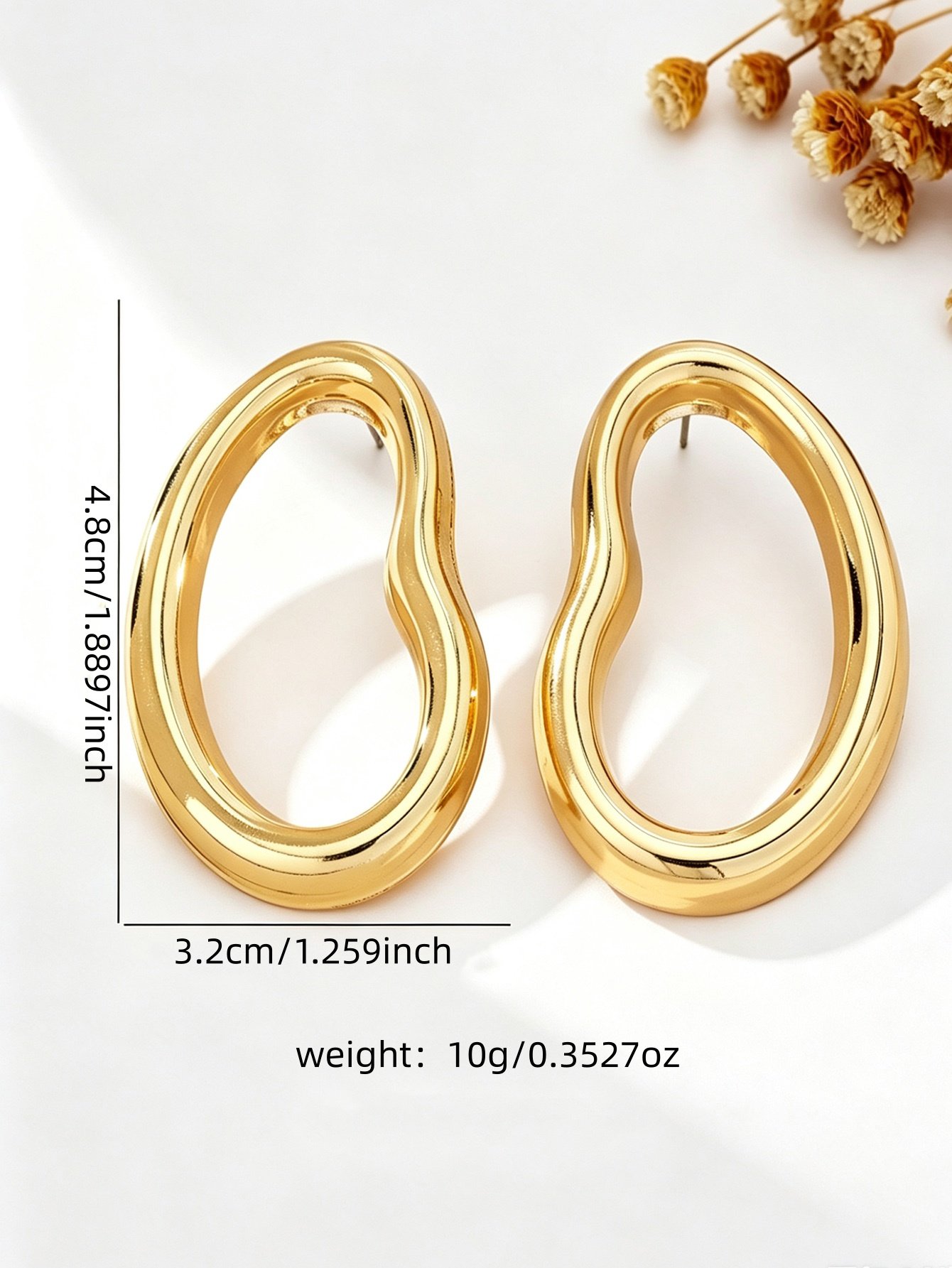Gold Irregular Hoop Earrings for Women - Casual Everyday Style