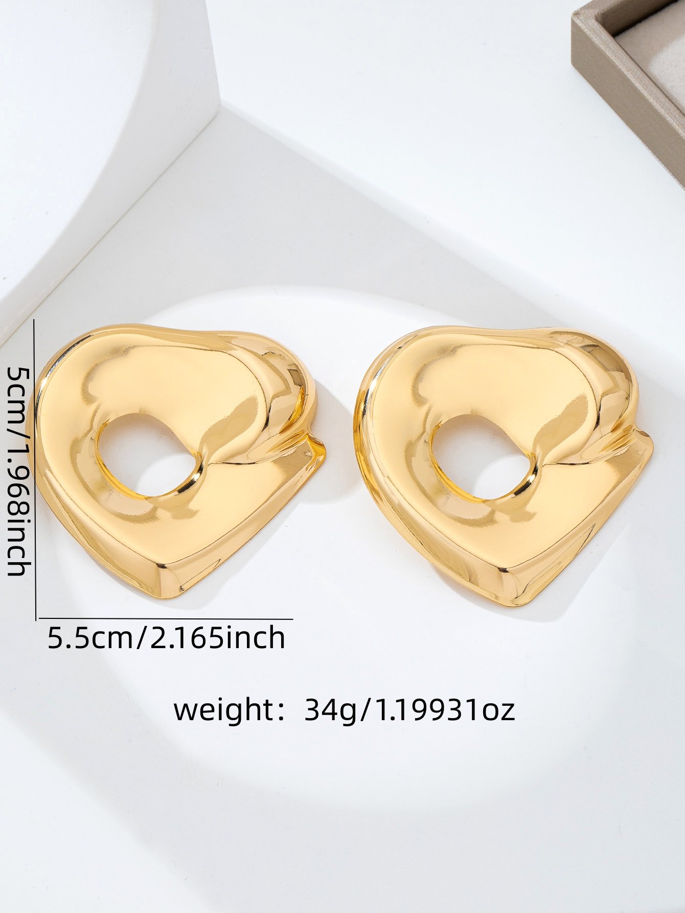 Gold Heart Drop Earrings - Casual Statement Jewelry