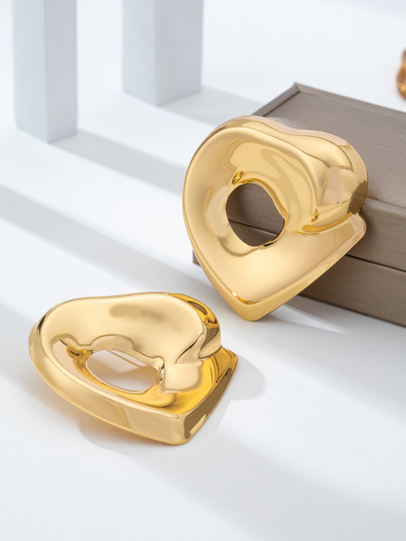 Gold Heart Drop Earrings - Casual Statement Jewelry