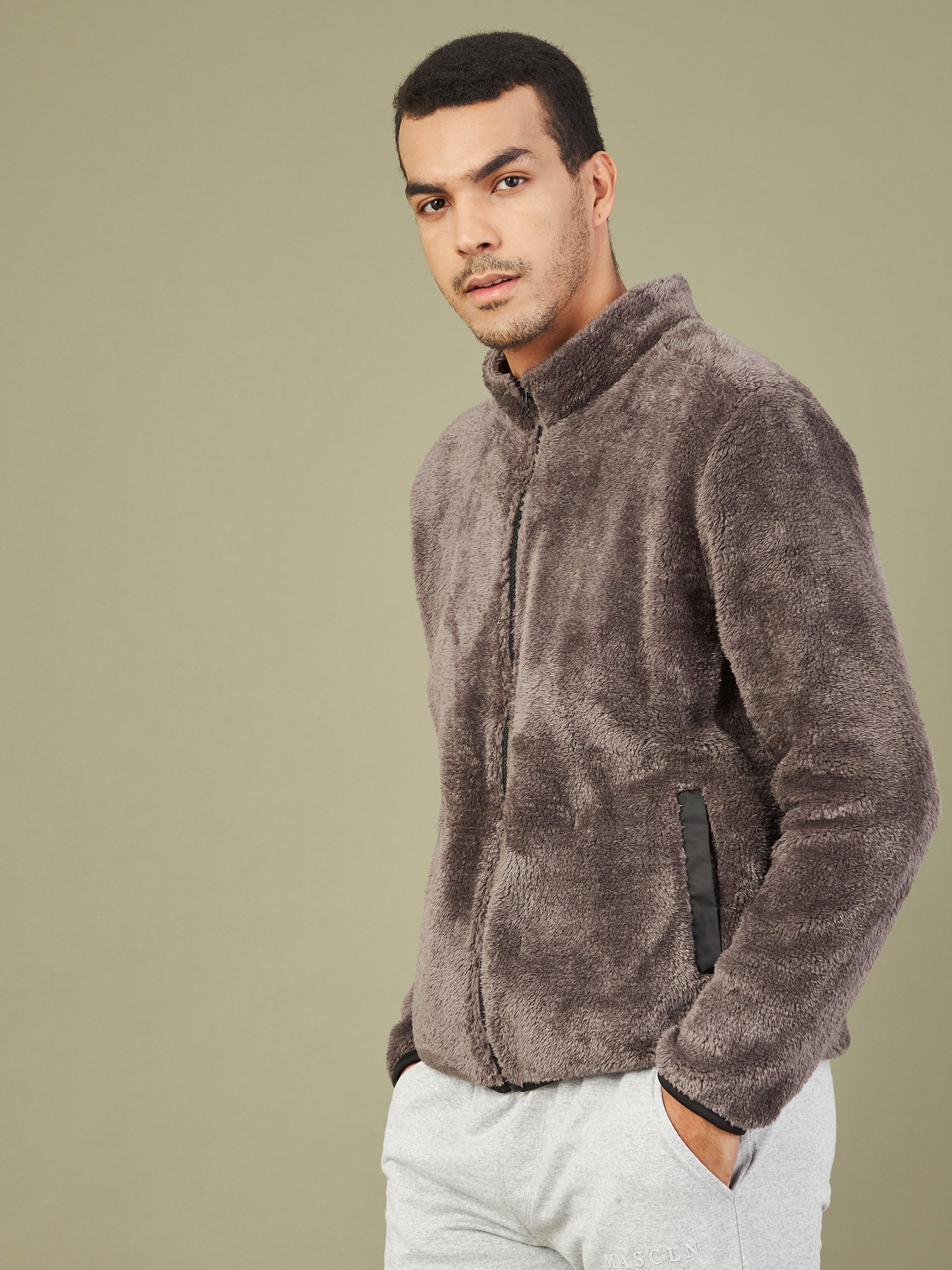 Charcoal Zip-Up Fleece Jacket