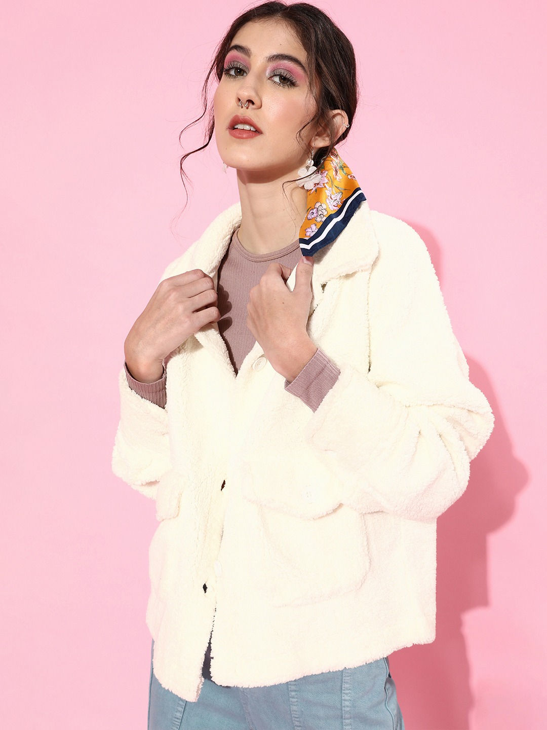 White Regular Faux Fur Jacket