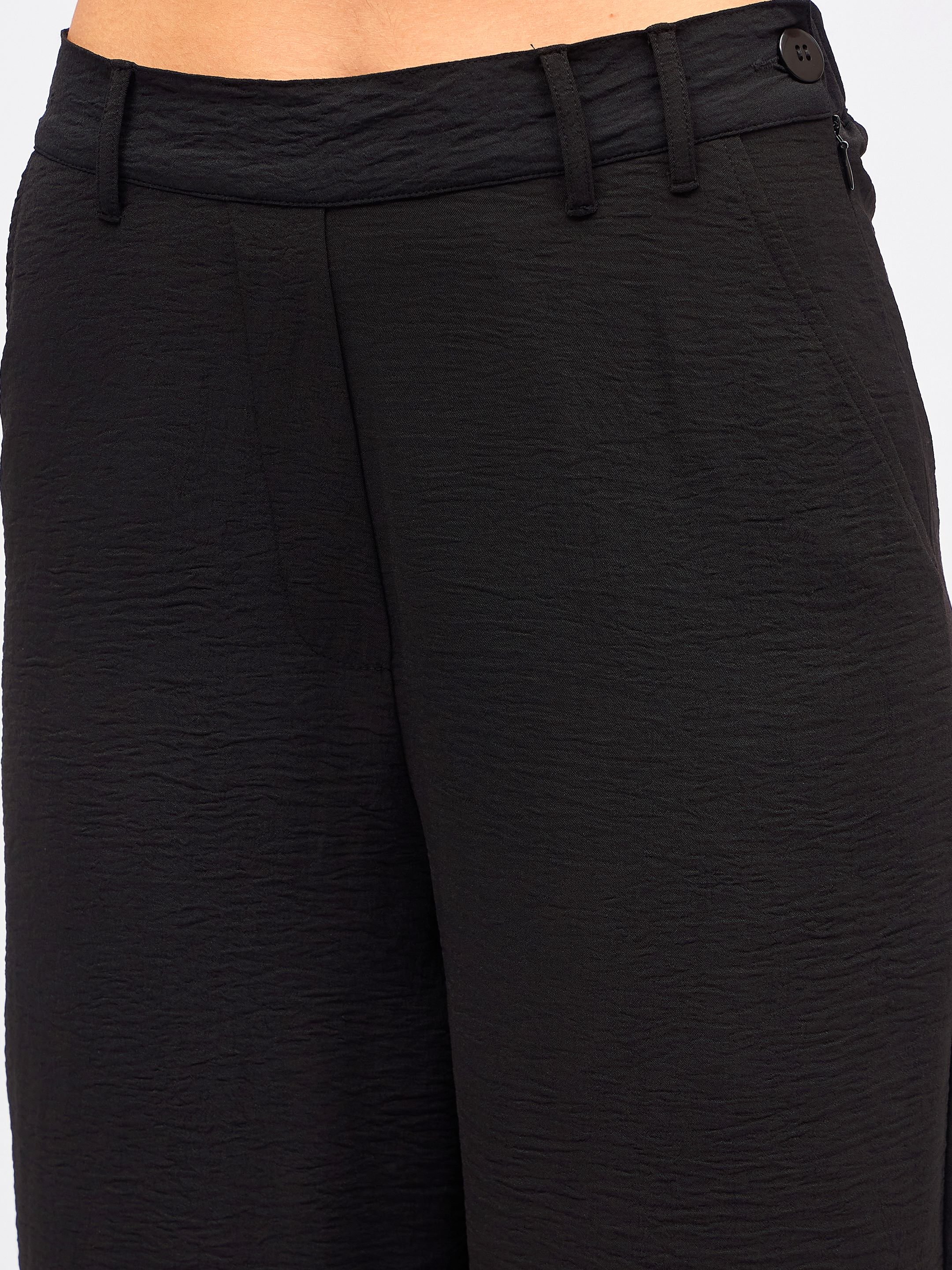 Black Textured Co-ord Set with Trousers and Sleeveless Top