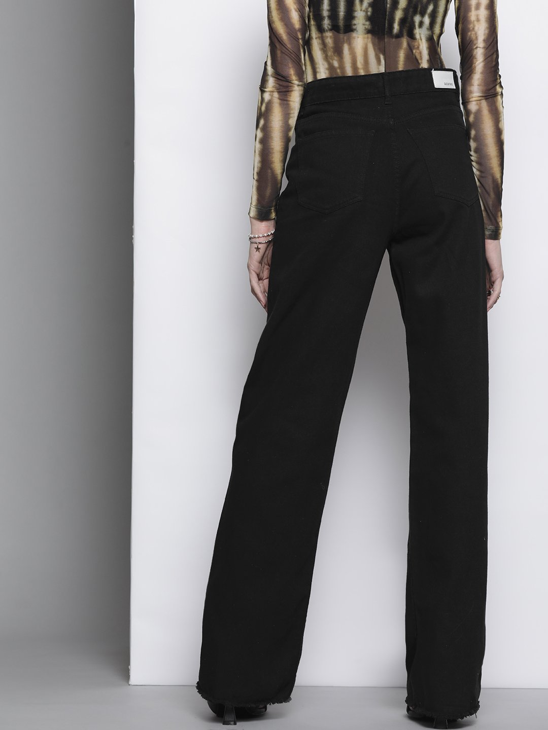 Black High-Rise Slim Fit Distressed Jeans