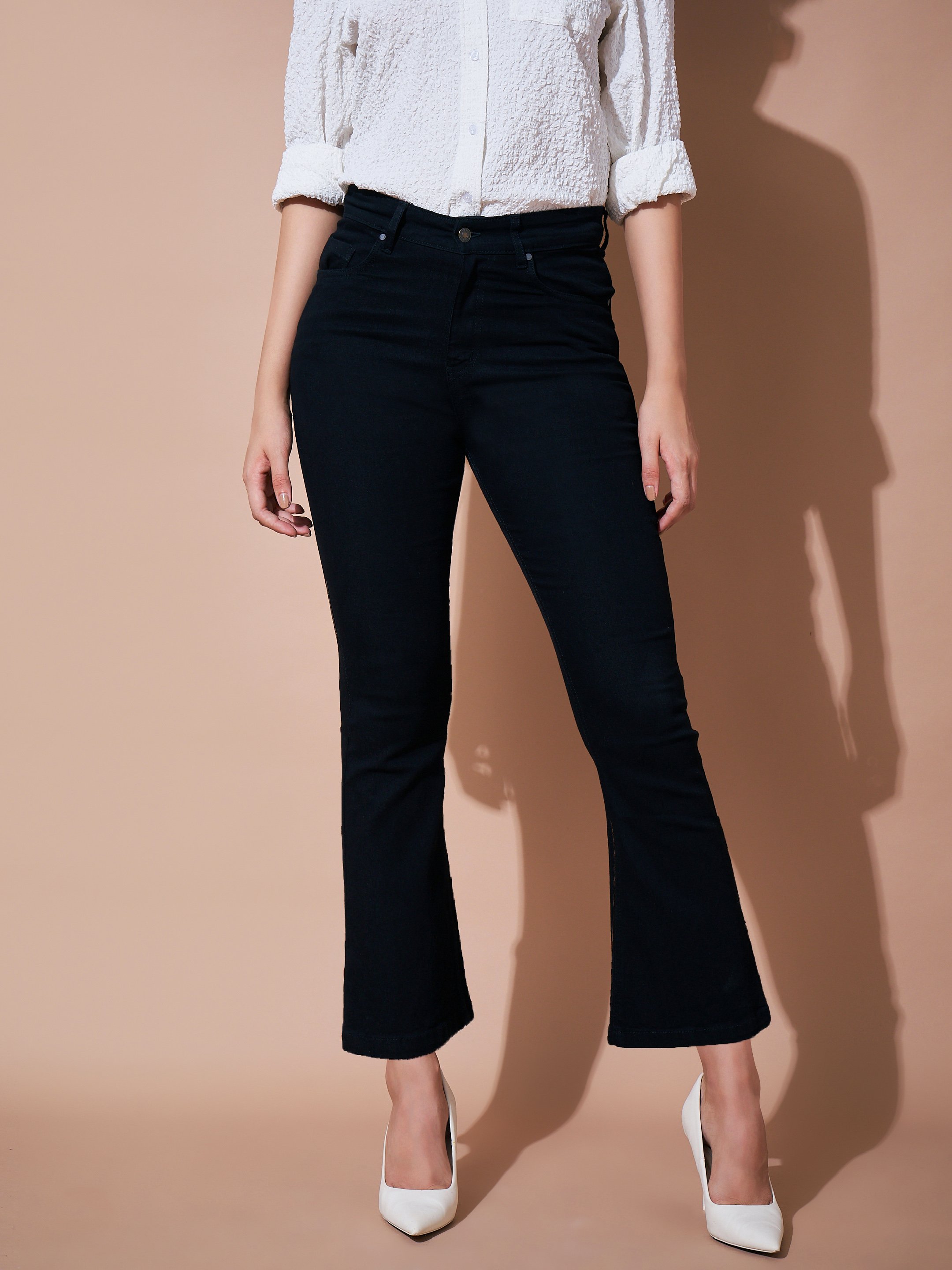 Black Mid-Rise Regular Bootcut Jeans