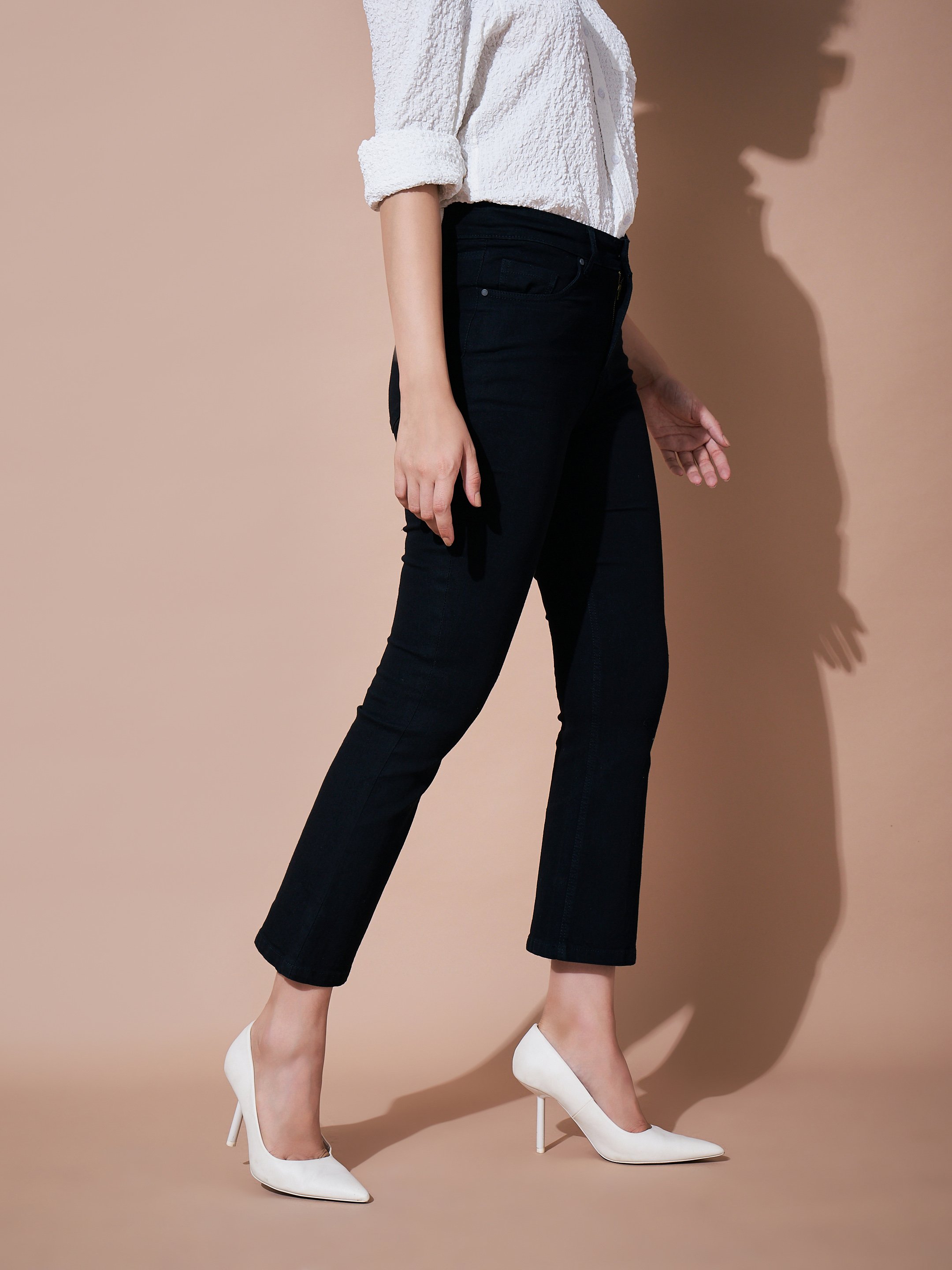 Black Mid-Rise Regular Bootcut Jeans