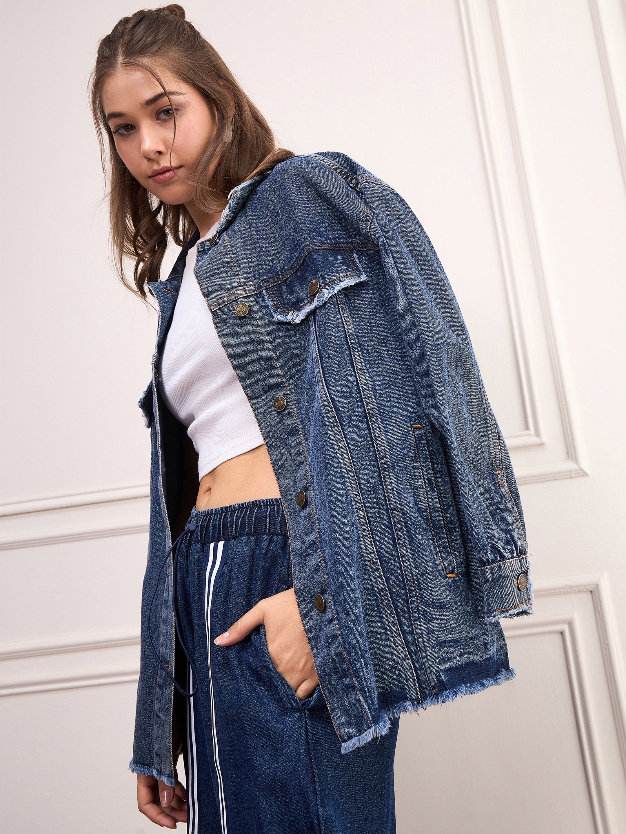 Blue Long Sleeve Denim Shirt Jacket
