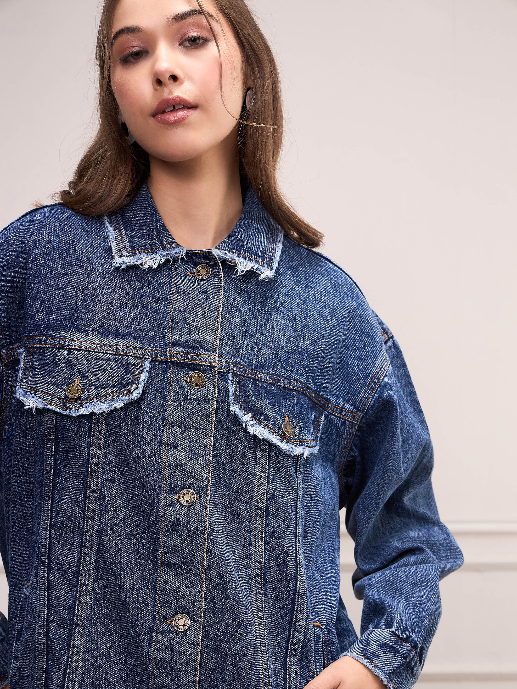 Blue Long Sleeve Denim Shirt Jacket